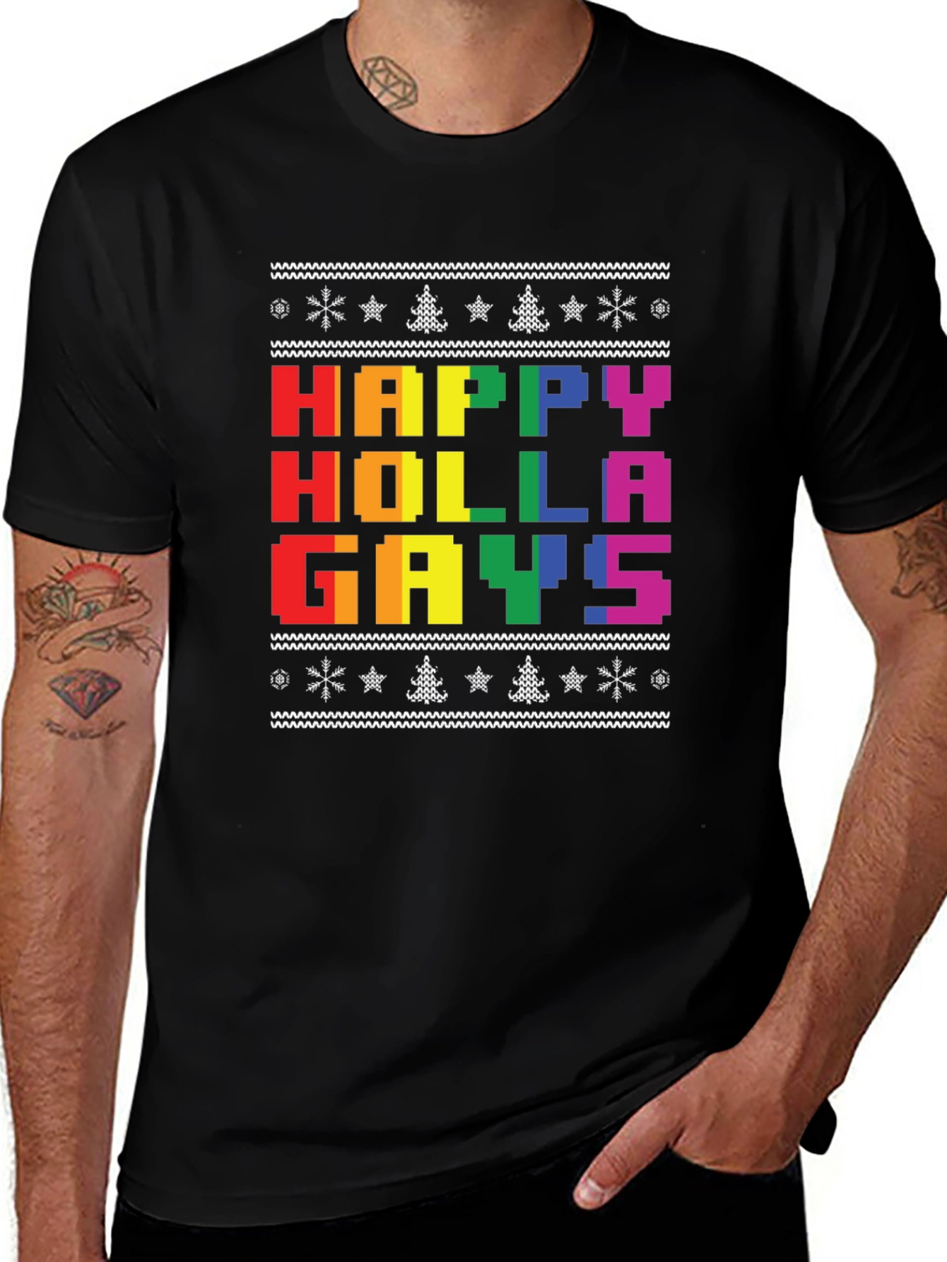 Happy Holla Gays Ugly Christmas T-Shirt
