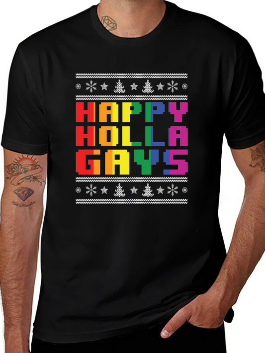 Happy Holla Gays Ugly Christmas T-Shirt