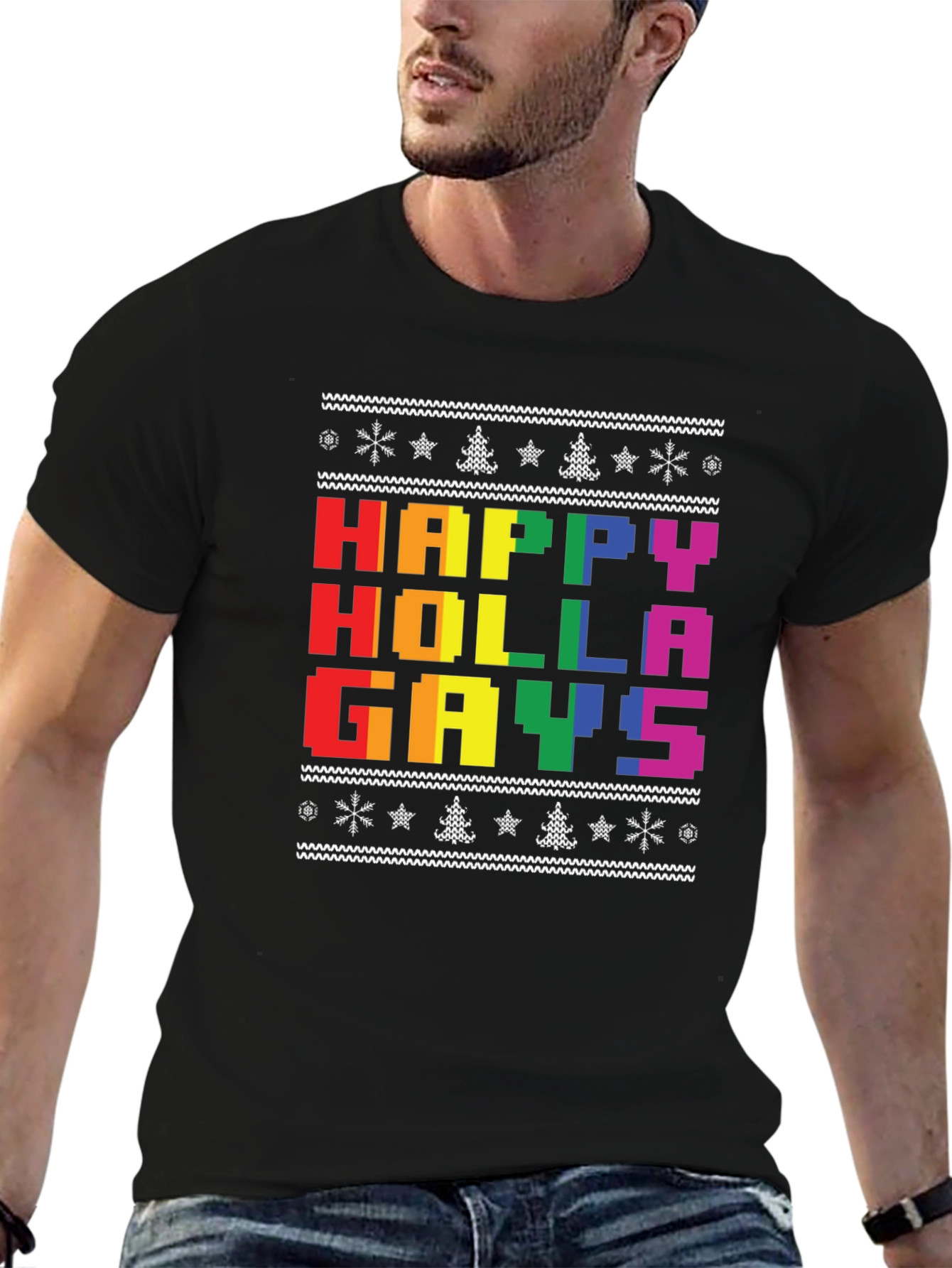 Happy Holla Gays Ugly Christmas T-Shirt
