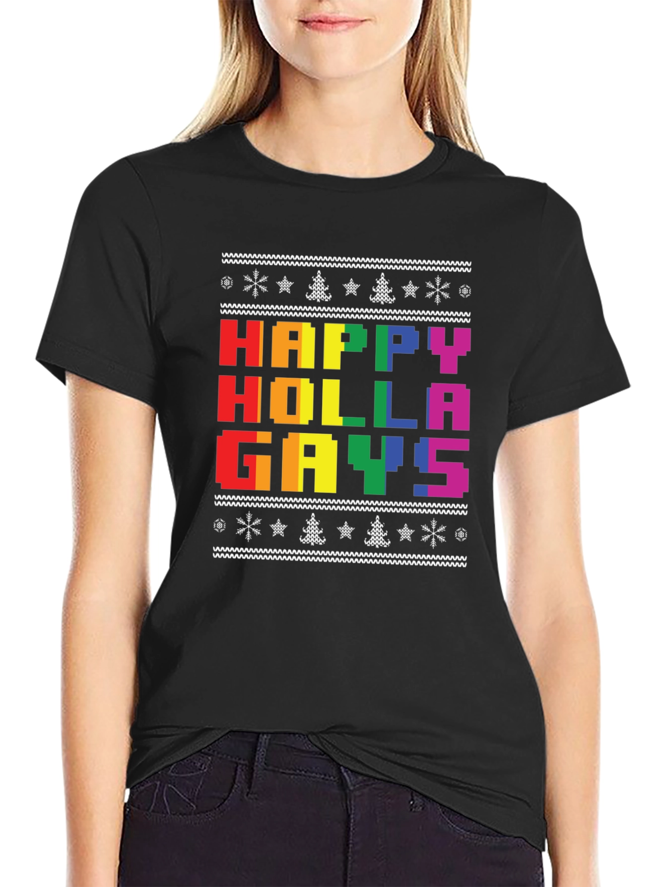 Happy Holla Gays Ugly Christmas T-Shirt