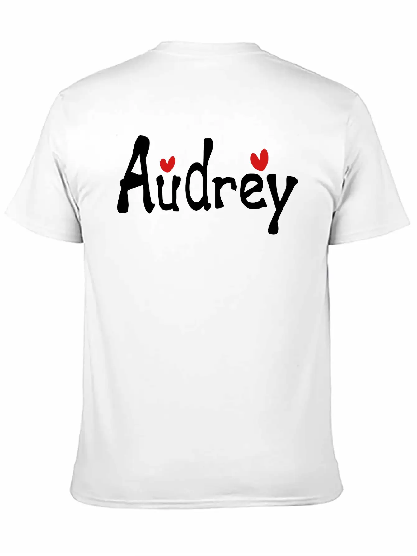 Name Audrey Txt Hearts Vector Graphic Line Art Stylish Everyday T-Shirt – Unisex Basic Cotton Tee