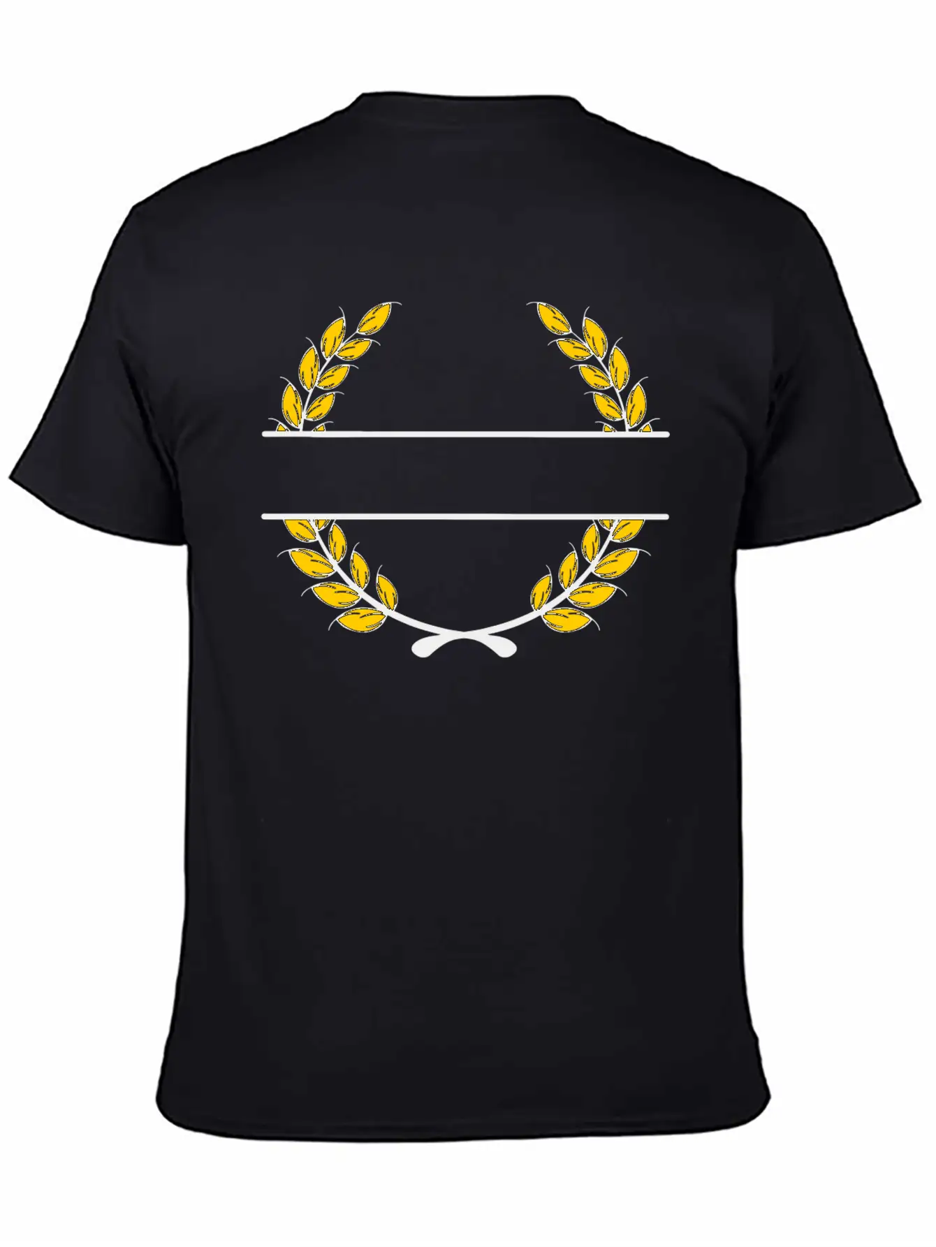 Name Banner Laurel Wreath Gold Wheat Unisex Short Sleeve Soft Cotton T-Shirt – Casual Everyday Wear