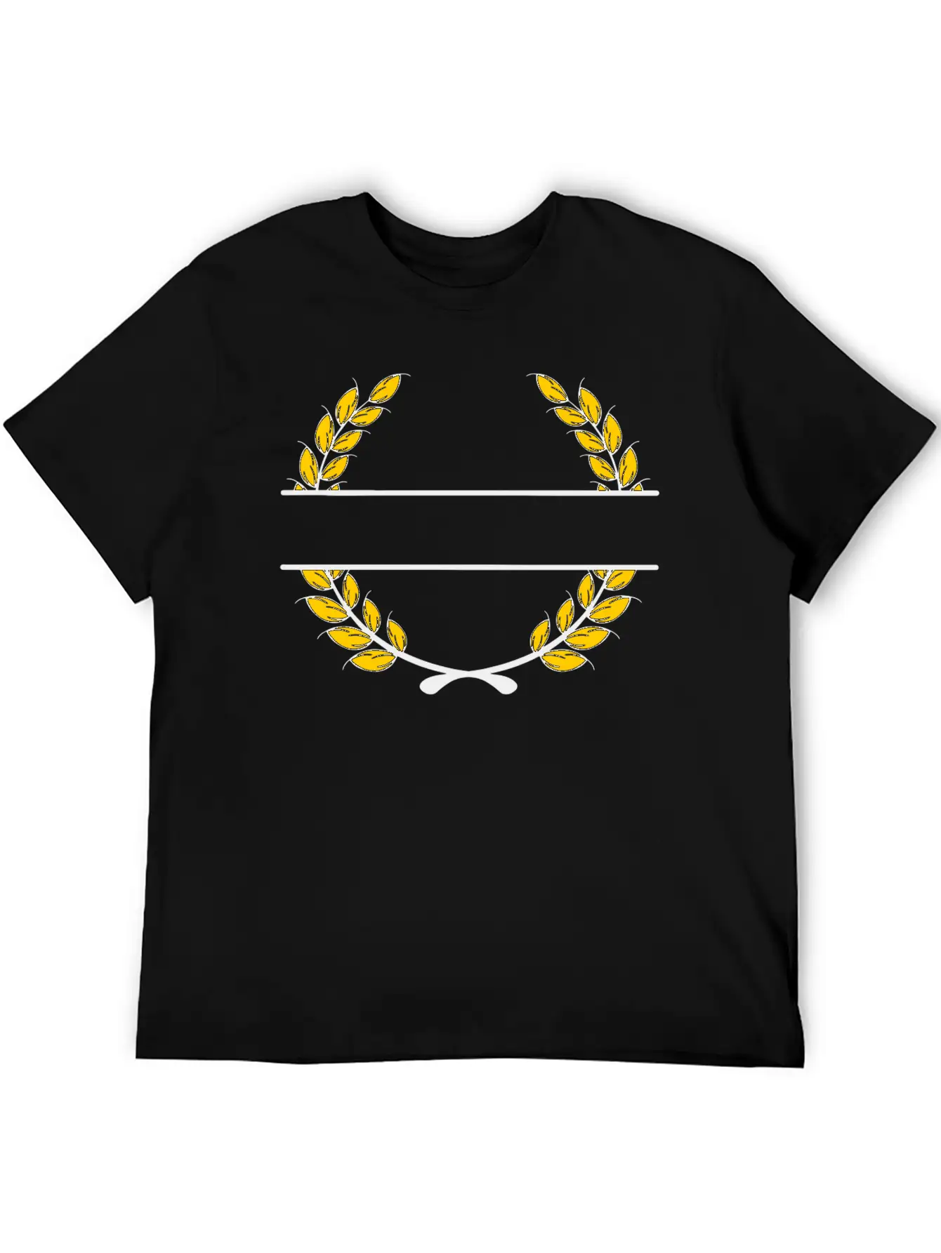 Name Banner Laurel Wreath Gold Wheat Unisex Short Sleeve Soft Cotton T-Shirt – Casual Everyday Wear