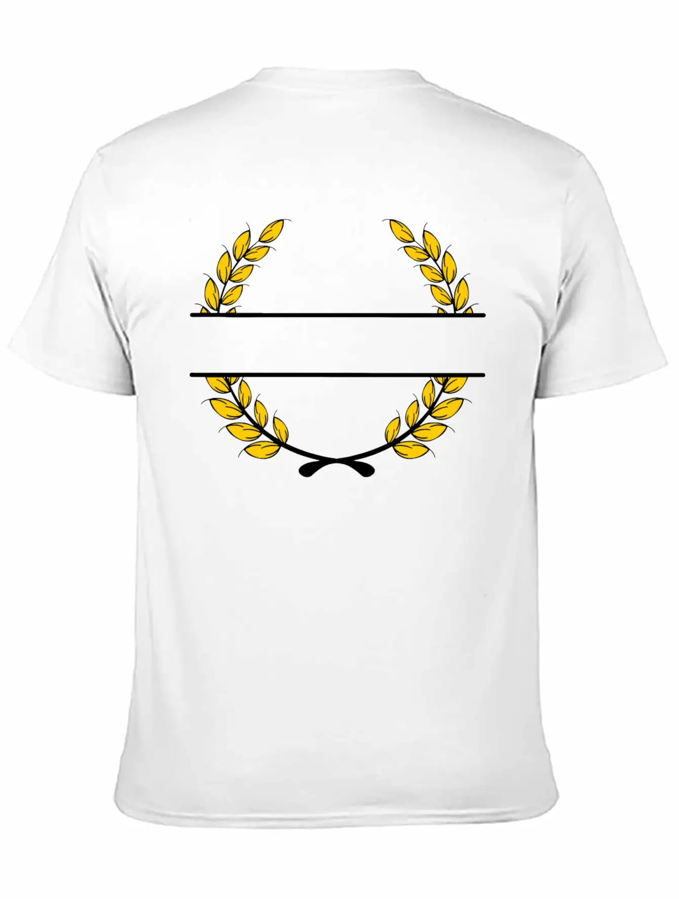 Name Banner Laurel Wreath Gold Wheat Unisex Short Sleeve Soft Cotton T-Shirt – Casual Everyday Wear
