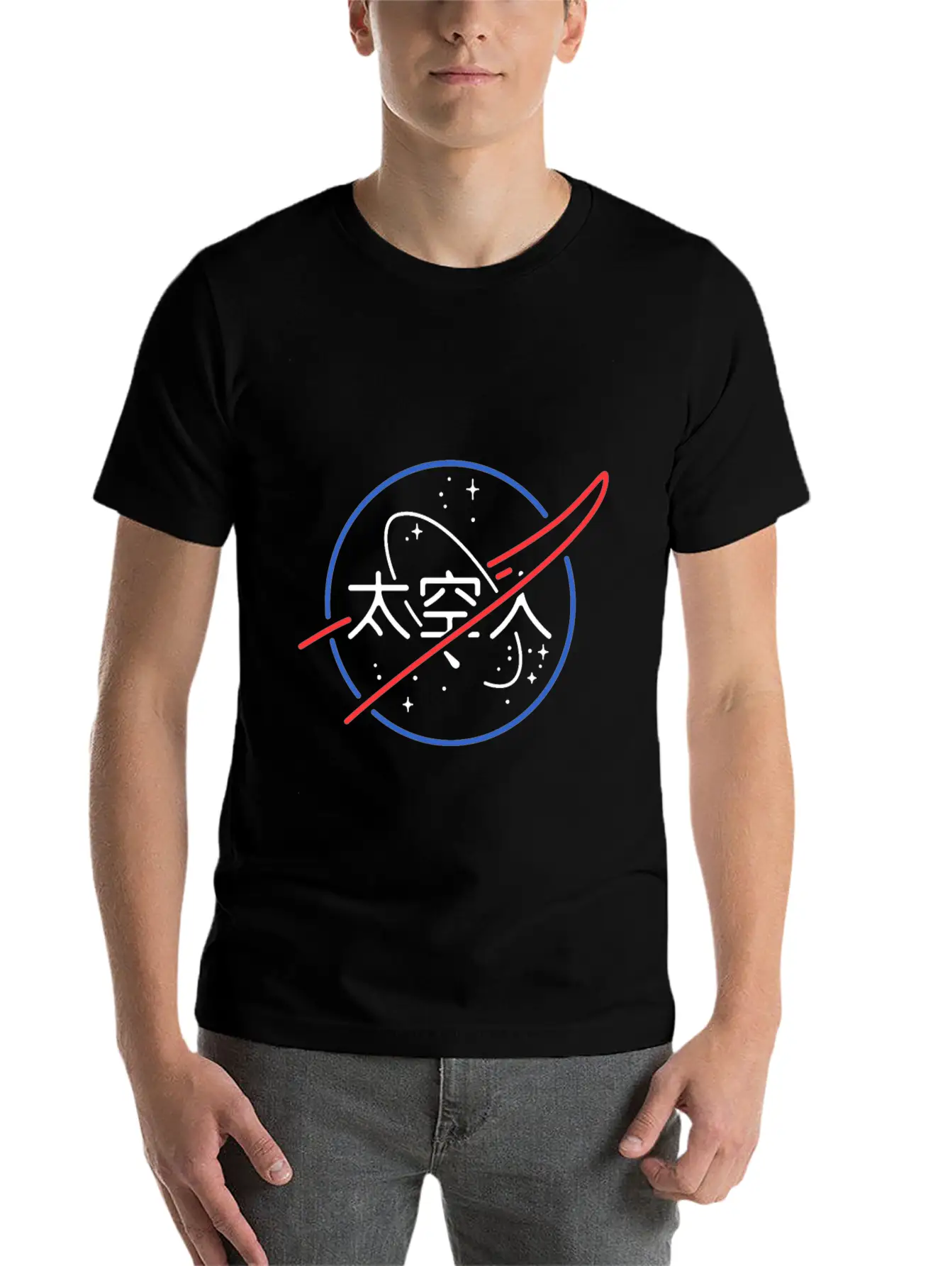 NASA Aesthetic Japanese Neon Unisex Short Sleeve Soft Cotton T-Shirt – Casual Everyday Wear