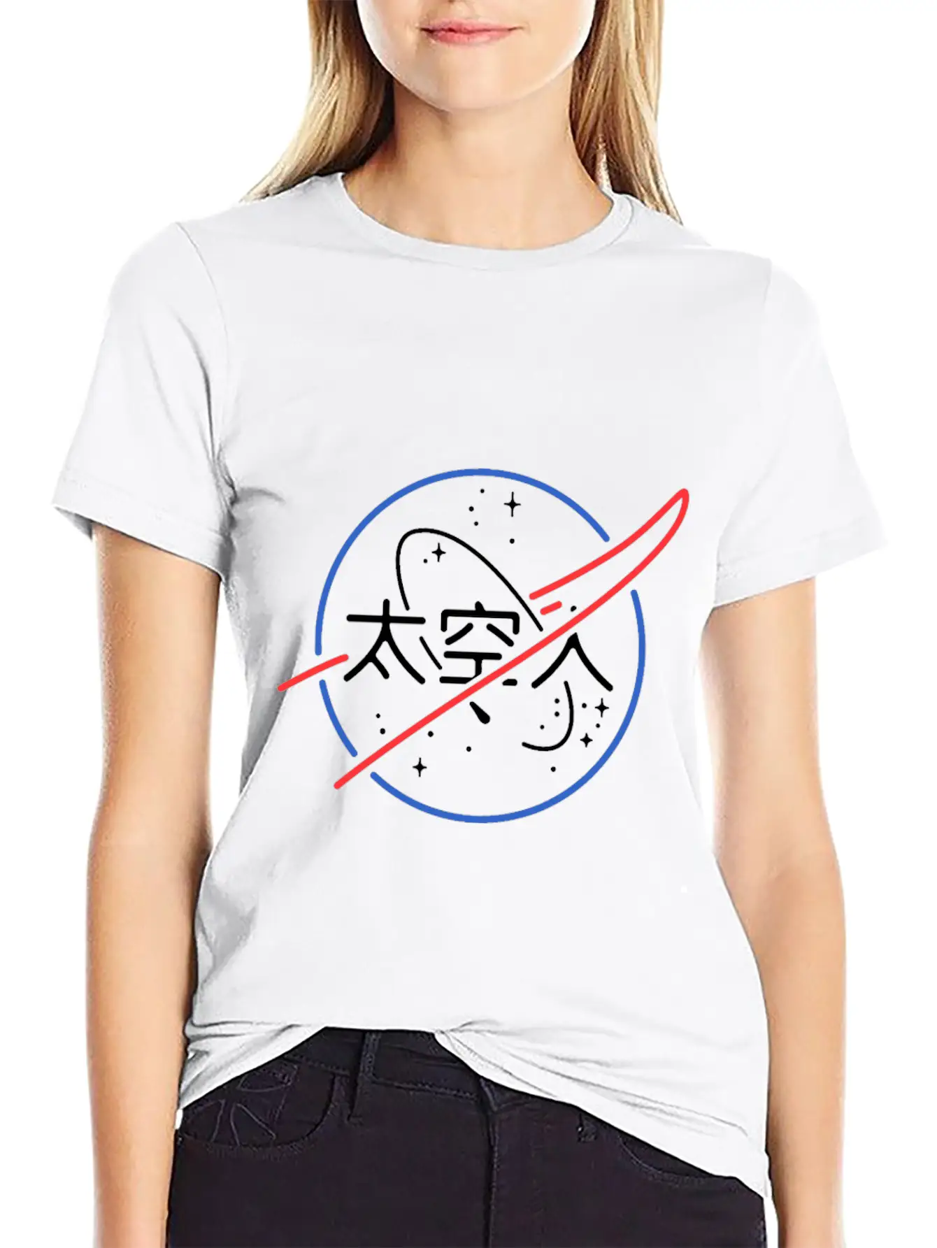 NASA Aesthetic Japanese Neon Unisex Short Sleeve Soft Cotton T-Shirt – Casual Everyday Wear
