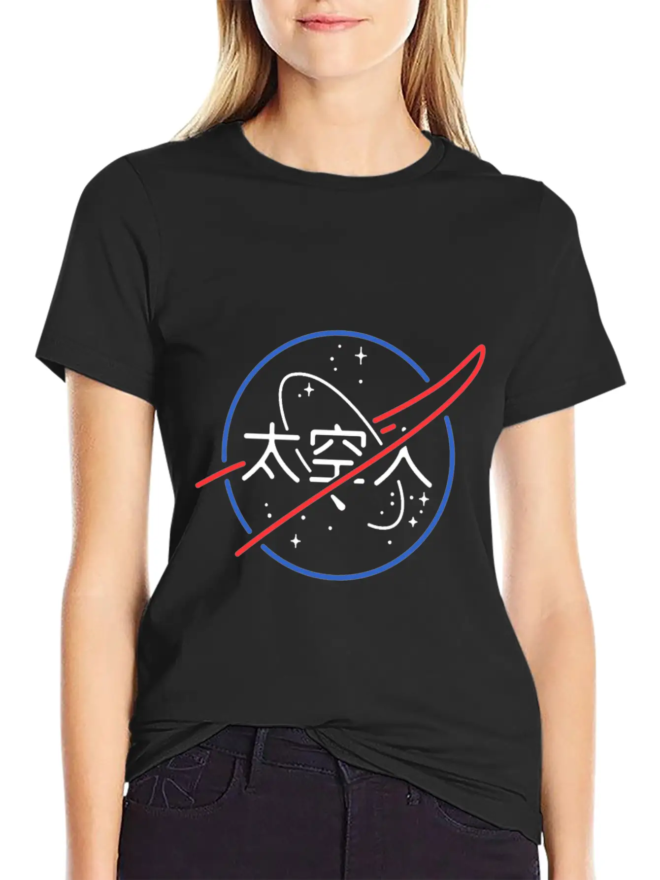 NASA Aesthetic Japanese Neon Unisex Short Sleeve Soft Cotton T-Shirt – Casual Everyday Wear
