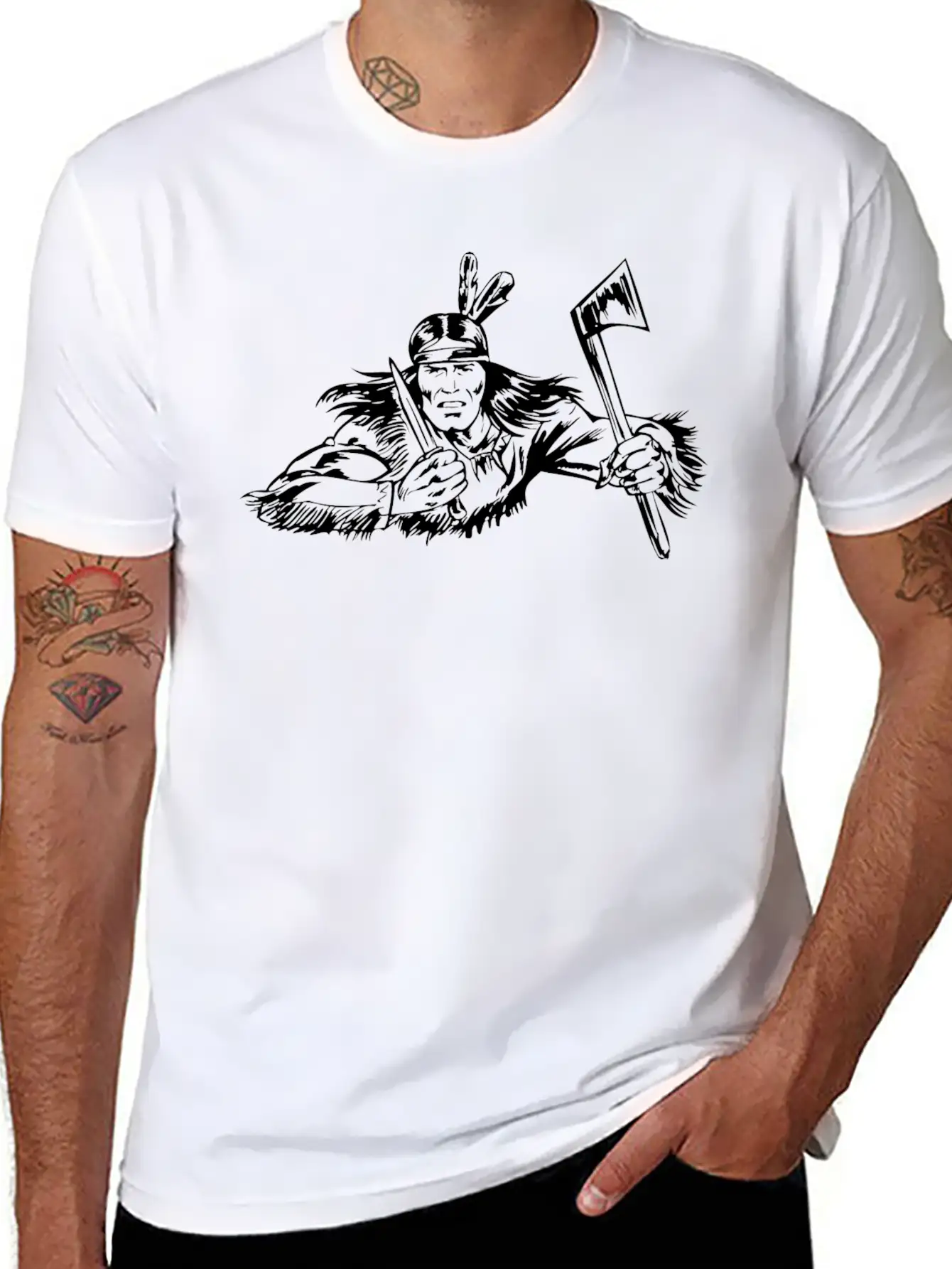 Native American - 019 Unisex Short Sleeve Soft Cotton T-Shirt – Casual Everyday Wear