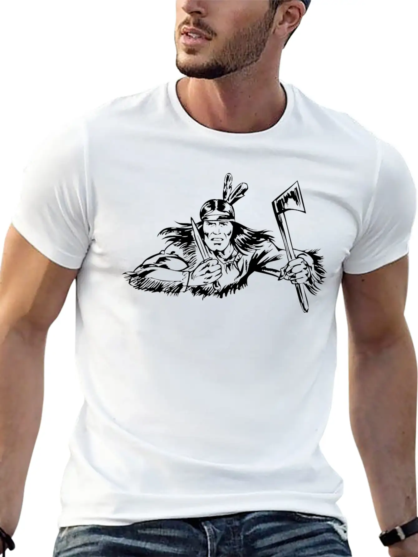 Native American - 019 Unisex Short Sleeve Soft Cotton T-Shirt – Casual Everyday Wear