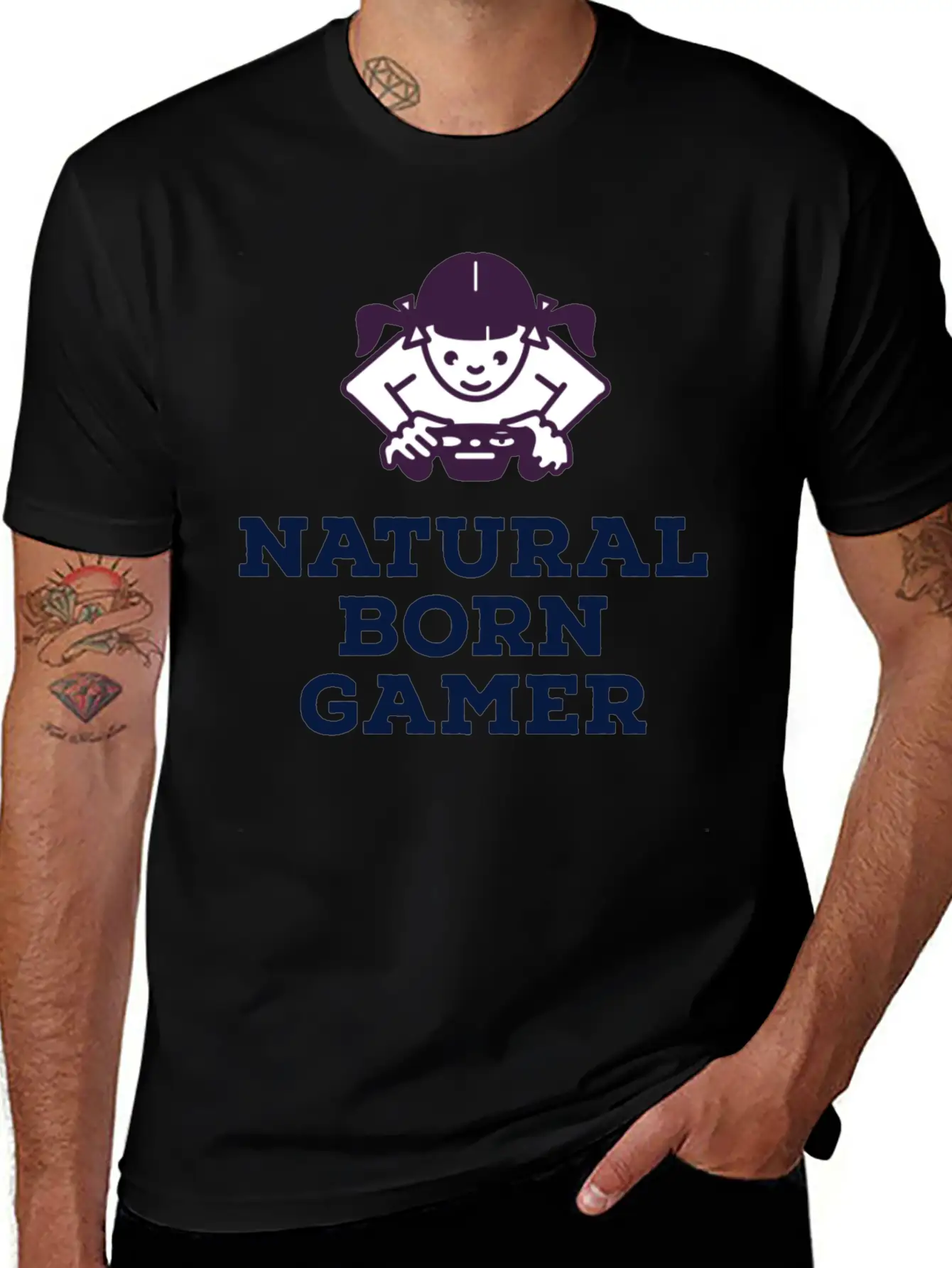 Natural Born Gamer Stylish Everyday T-Shirt – Unisex Basic Cotton Tee