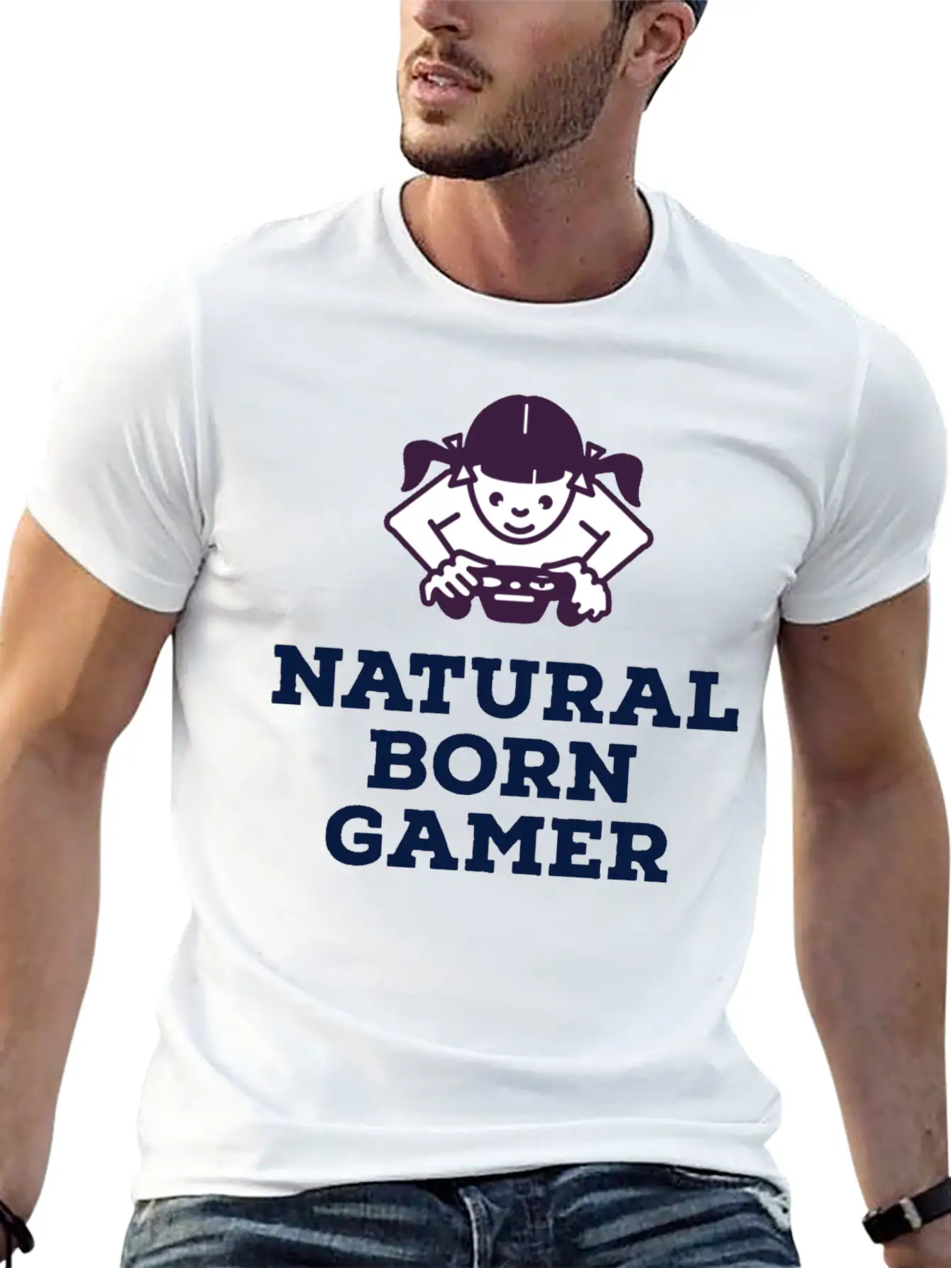 Natural Born Gamer Stylish Everyday T-Shirt – Unisex Basic Cotton Tee