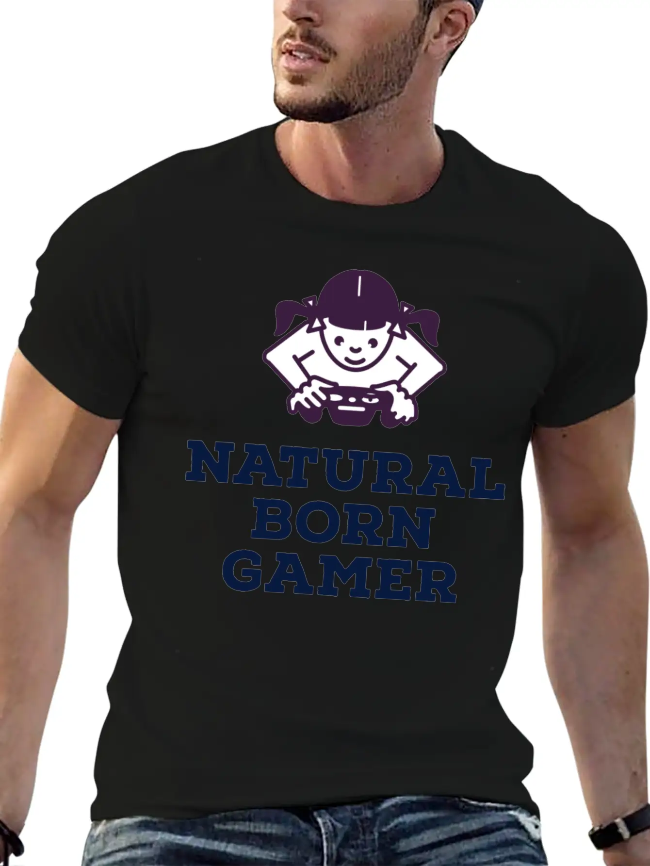 Natural Born Gamer Stylish Everyday T-Shirt – Unisex Basic Cotton Tee