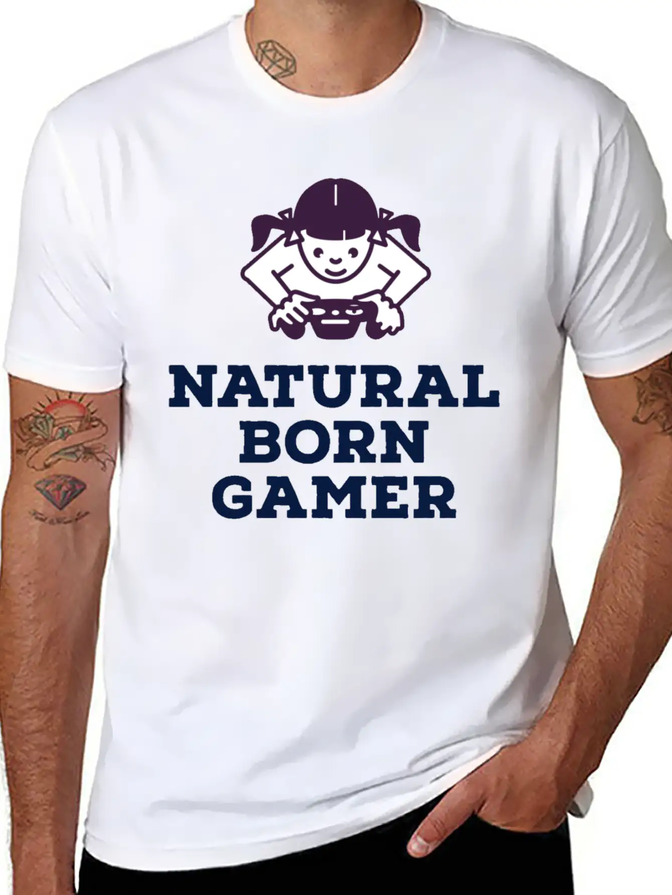 Natural Born Gamer Stylish Everyday T-Shirt – Unisex Basic Cotton Tee