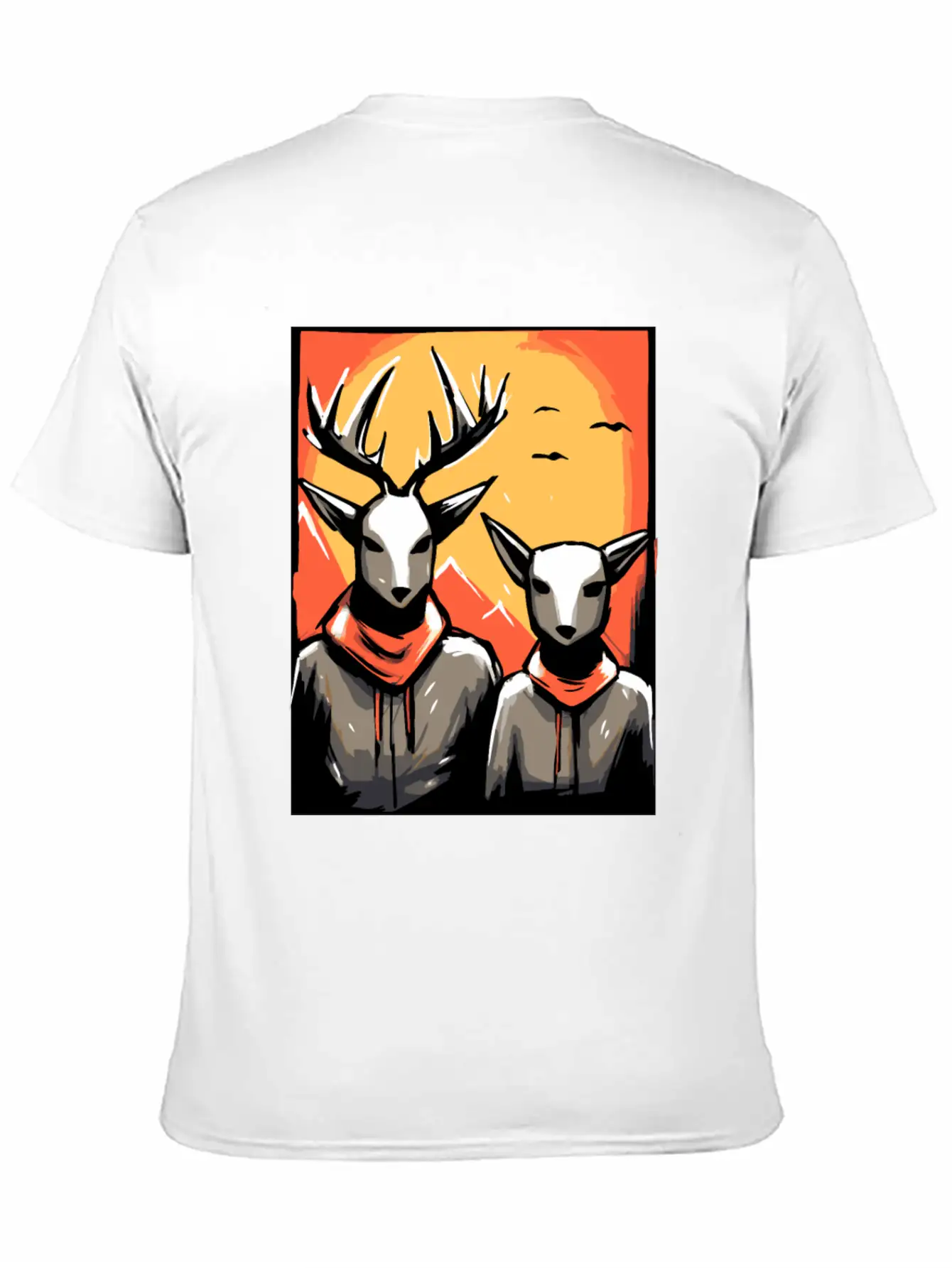 Nature And A Couple Of Deer Unisex Short Sleeve Soft Cotton T-Shirt – Casual Everyday Wear