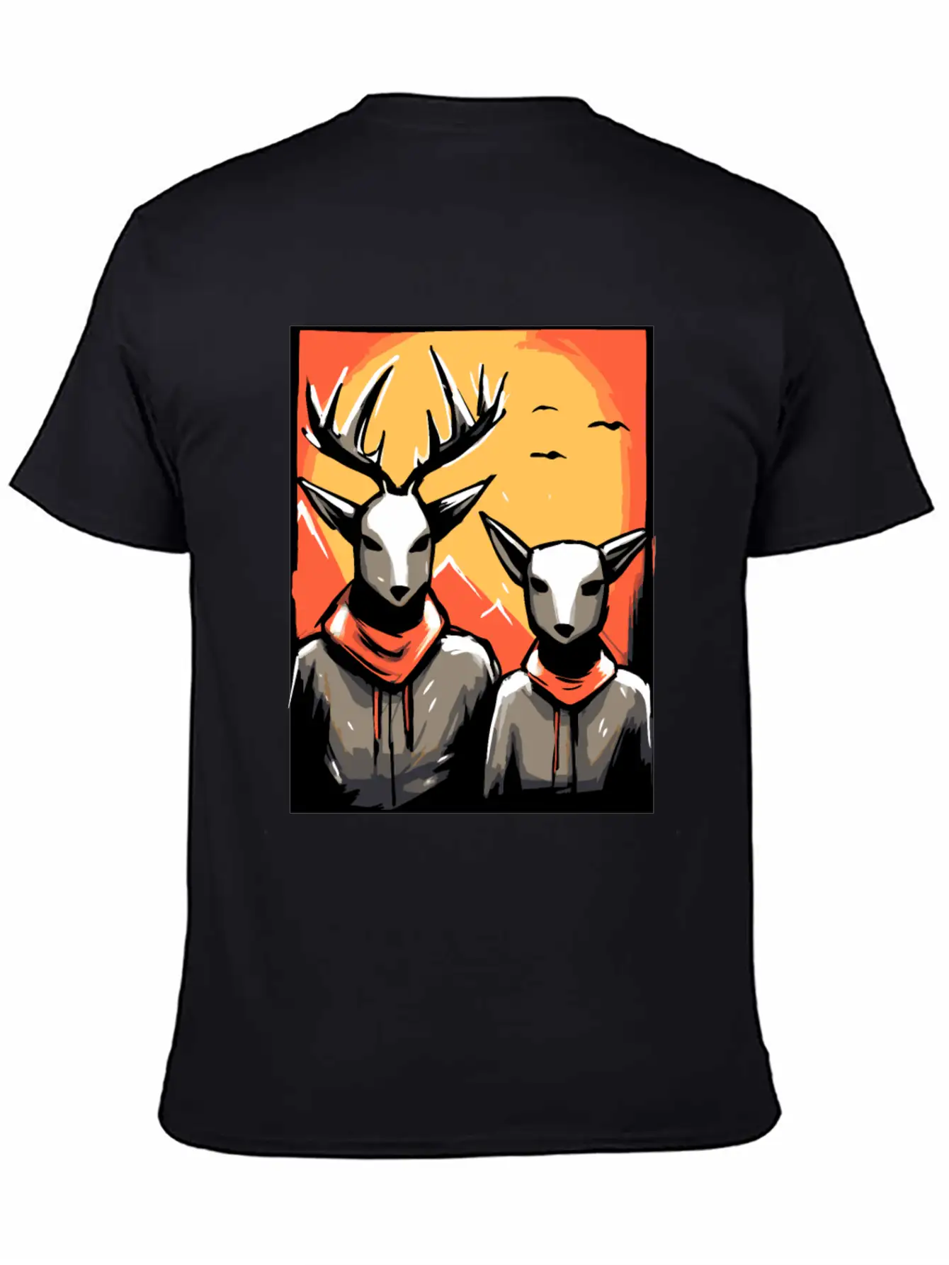 Nature And A Couple Of Deer Unisex Short Sleeve Soft Cotton T-Shirt – Casual Everyday Wear