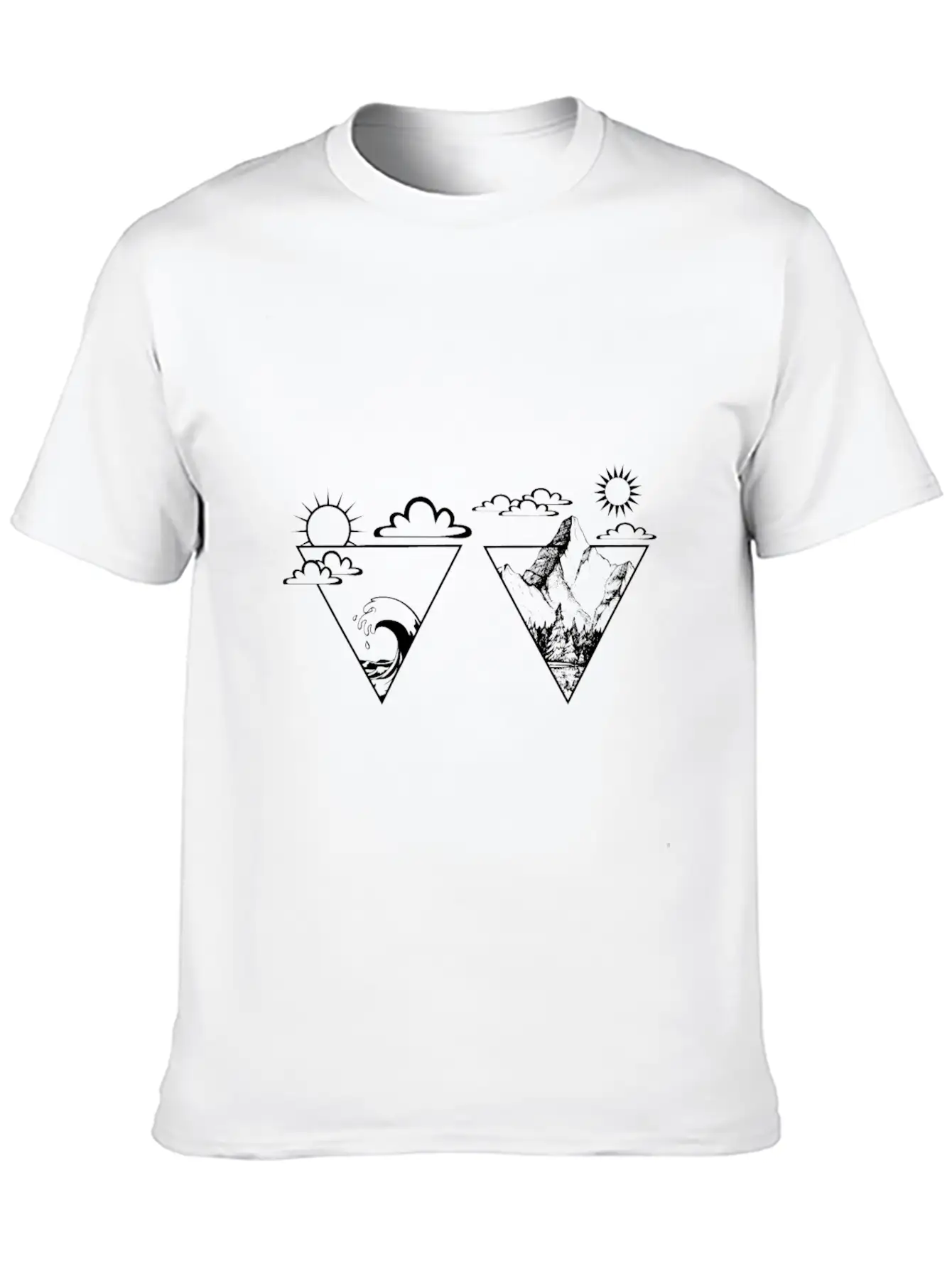 Nature Sea Mountain Forest Sun Cloud Sky Gift Stylish Everyday T-Shirt – Unisex Basic Cotton Tee
