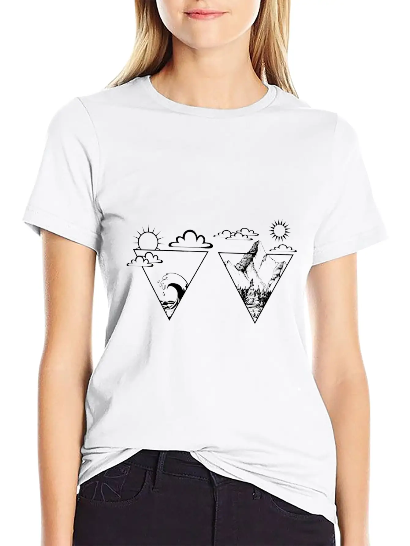 Nature Sea Mountain Forest Sun Cloud Sky Gift Stylish Everyday T-Shirt – Unisex Basic Cotton Tee