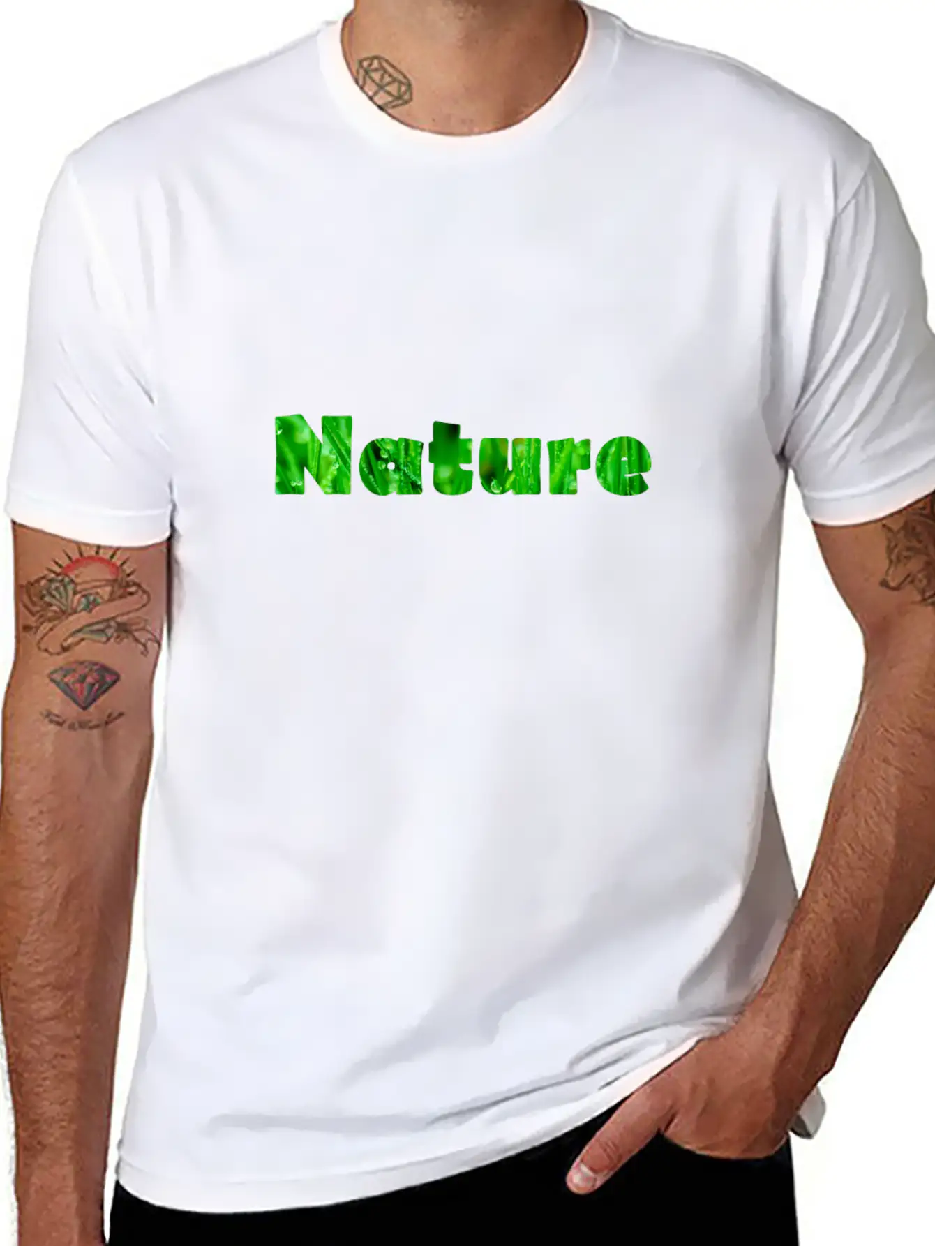 Nature Waterdrops On Fresh Grass Stylish Everyday T-Shirt – Unisex Basic Cotton Tee