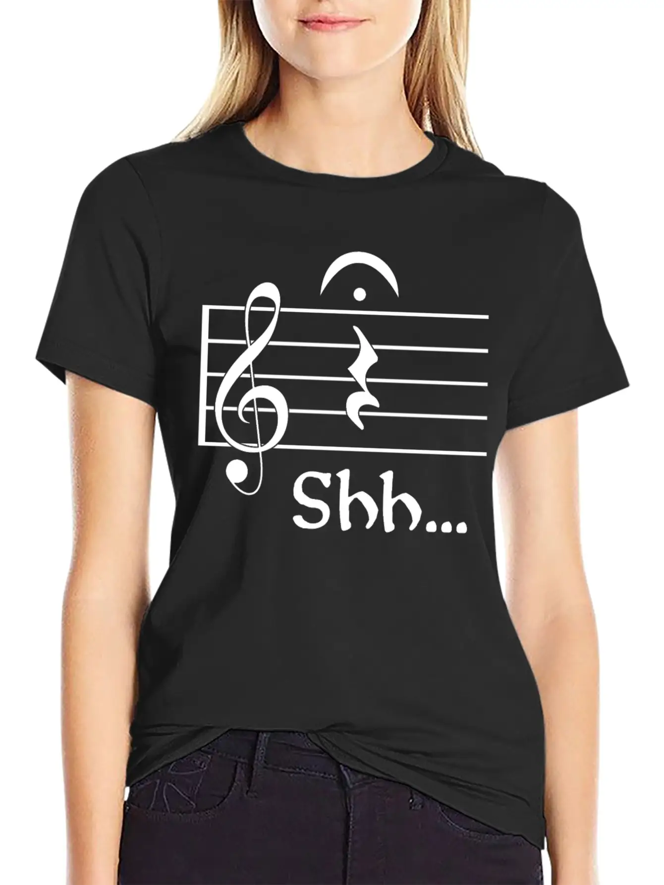 Naughty Music Shhh Comfortable Minimalist Graphic Tee – Summer Style Essential