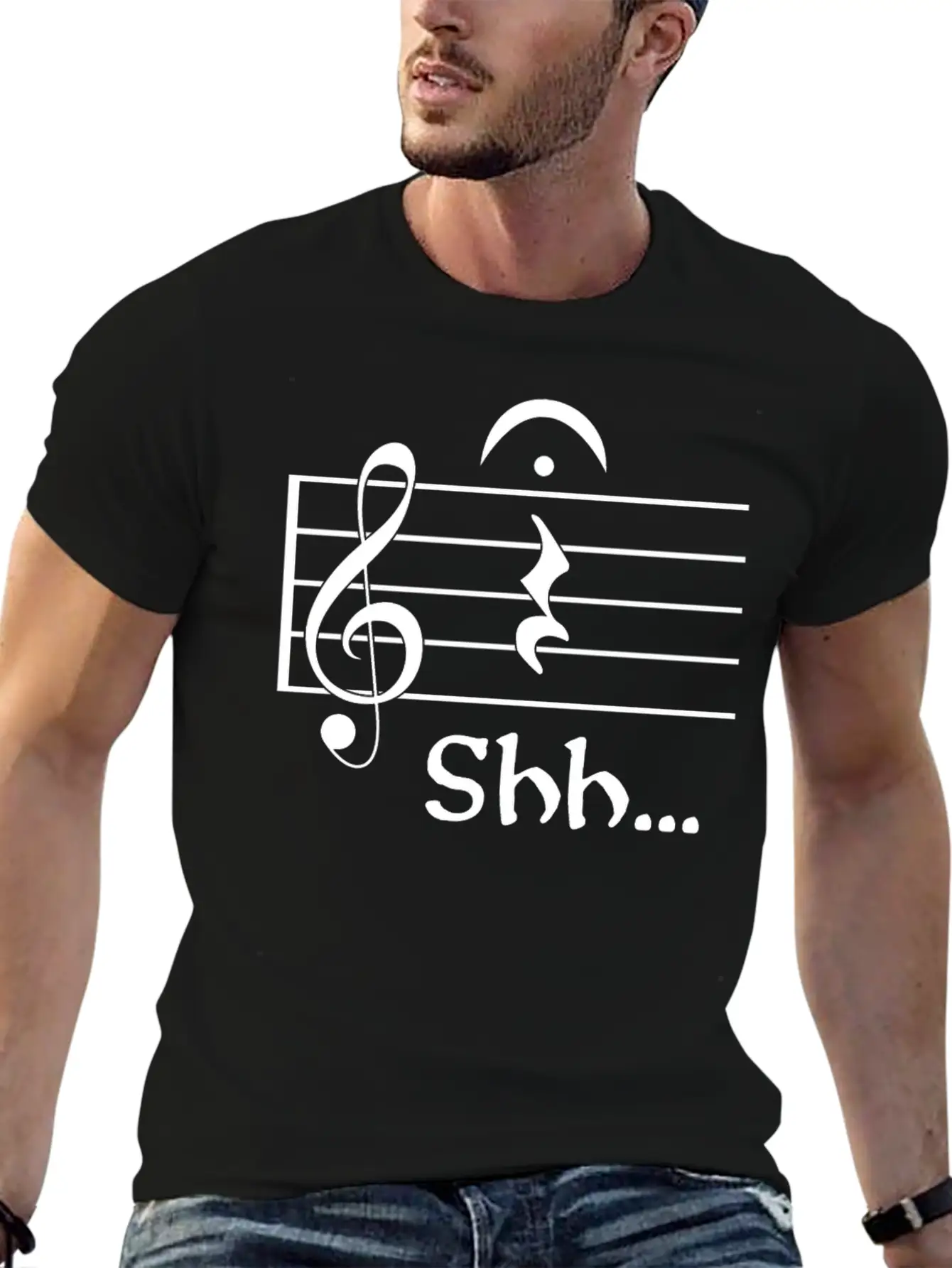 Naughty Music Shhh Comfortable Minimalist Graphic Tee – Summer Style Essential