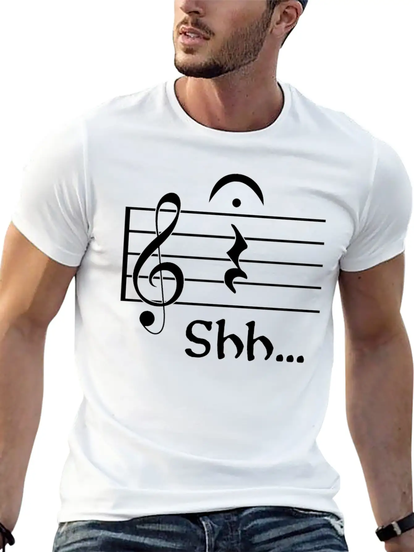 Naughty Music Shhh Comfortable Minimalist Graphic Tee – Summer Style Essential