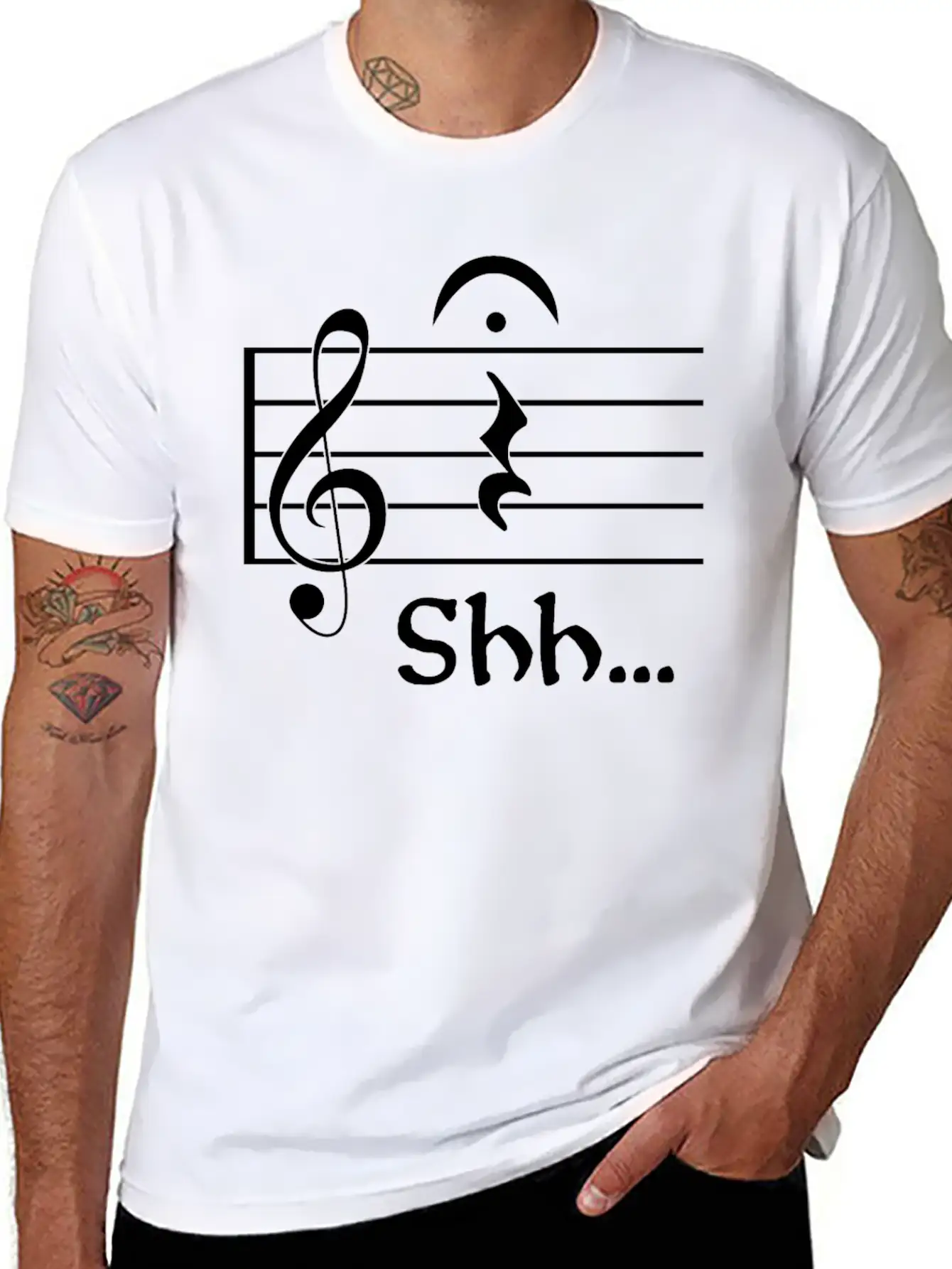 Naughty Music Shhh Comfortable Minimalist Graphic Tee – Summer Style Essential