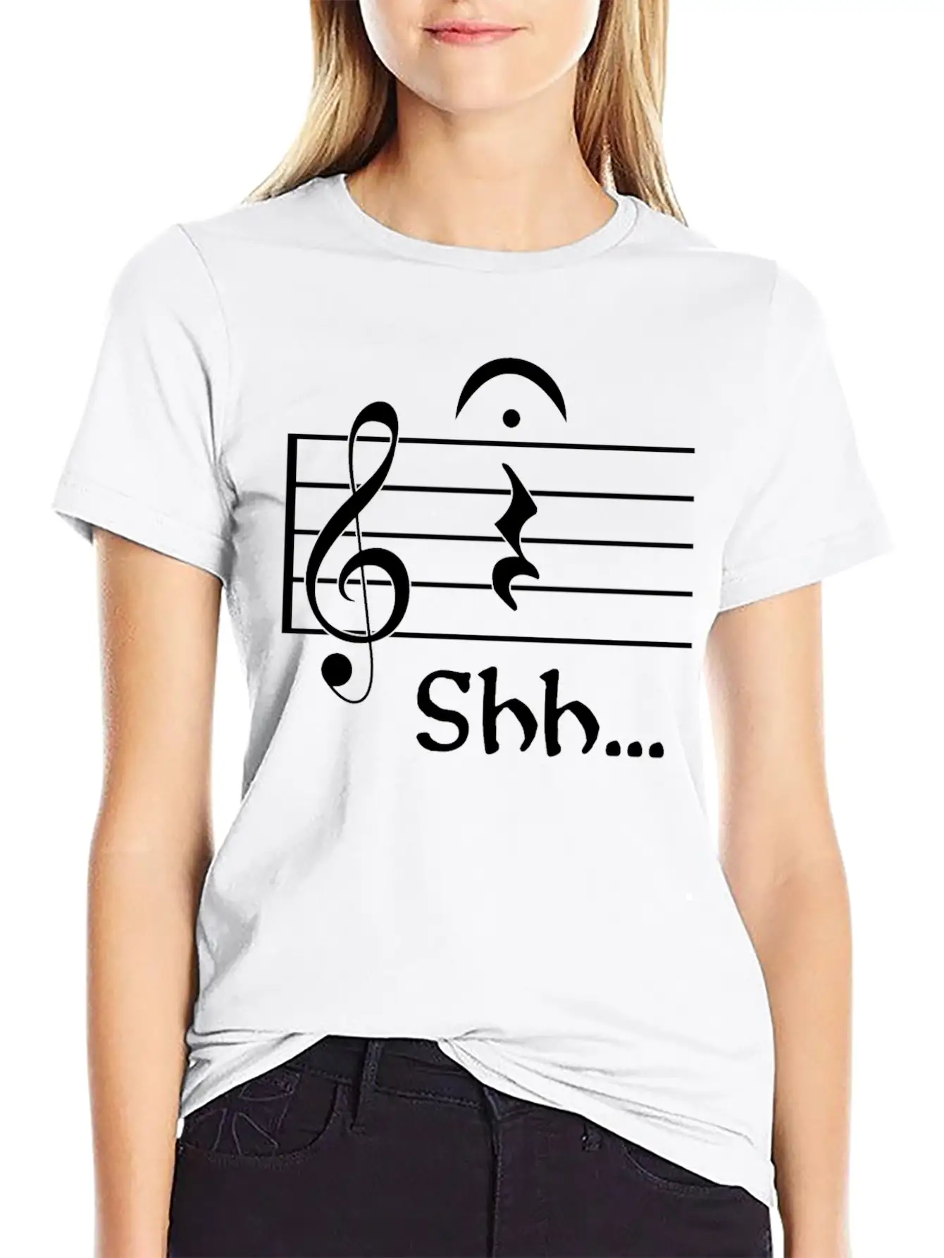 Naughty Music Shhh Comfortable Minimalist Graphic Tee – Summer Style Essential