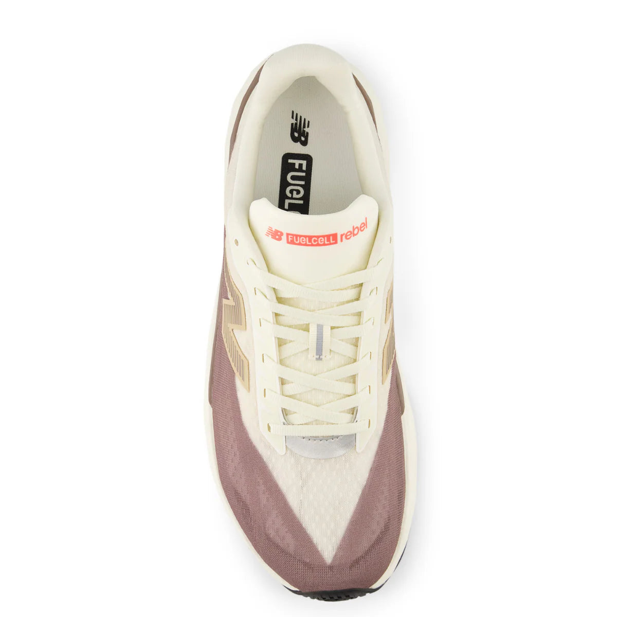 New Balance Women's FuelCell Rebel v5 in Angora with Earth Shadow and Sea Salt