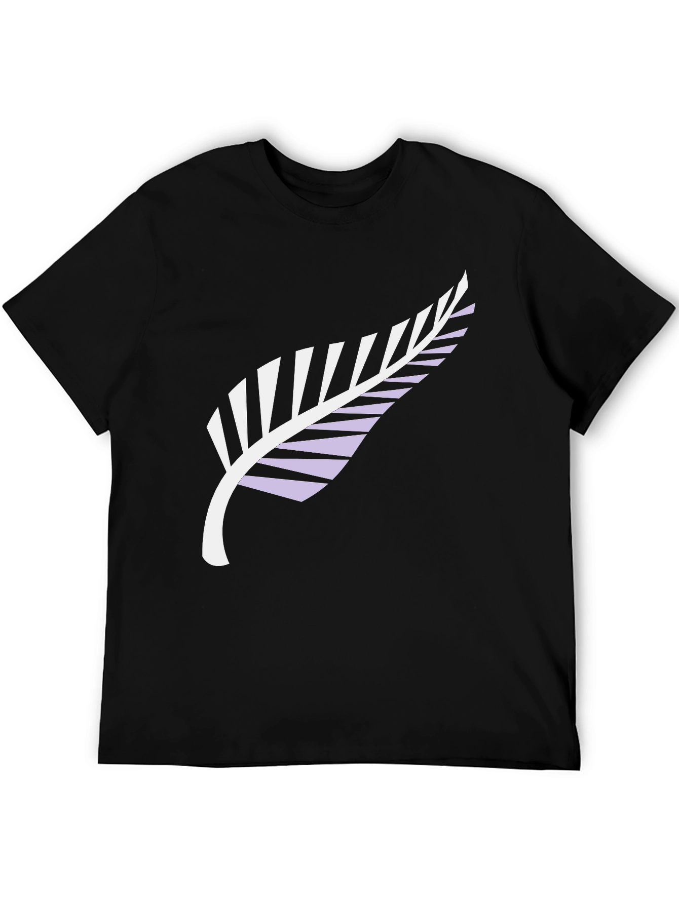 Black Tee with Silver Fern Print