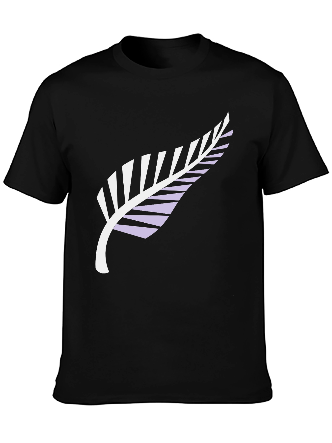 Black Tee with Silver Fern Print