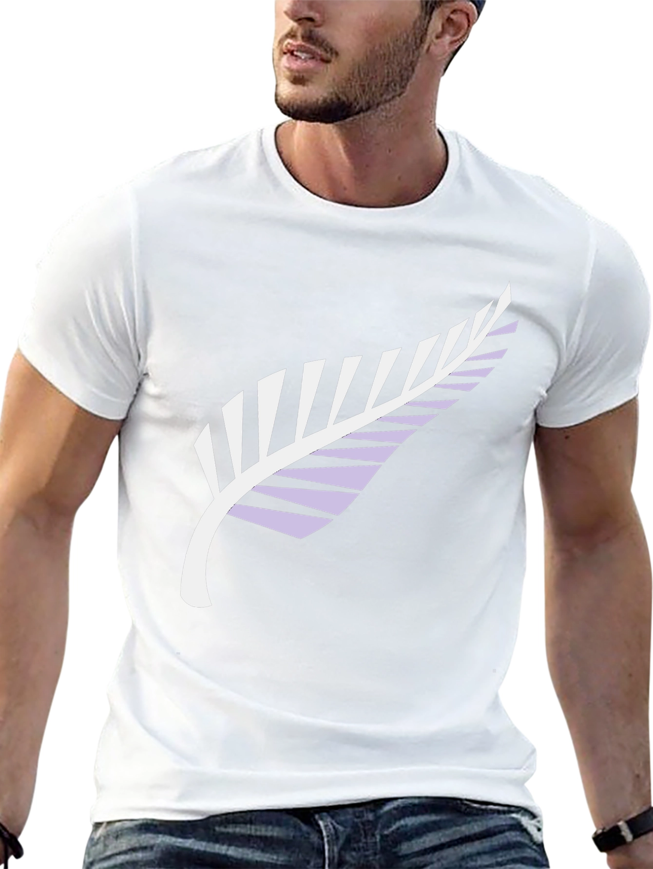Black Tee with Silver Fern Print