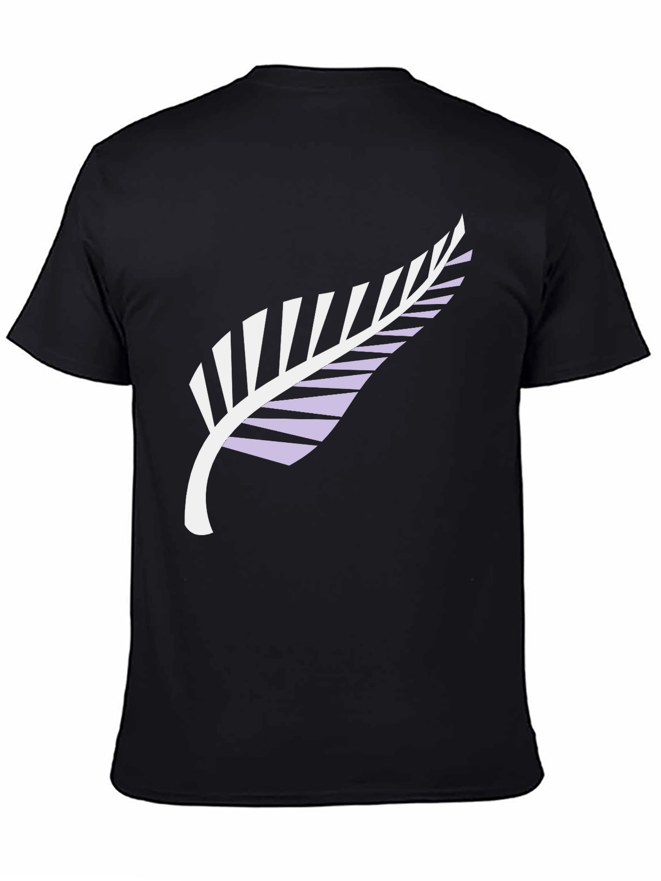 Black Tee with Silver Fern Print
