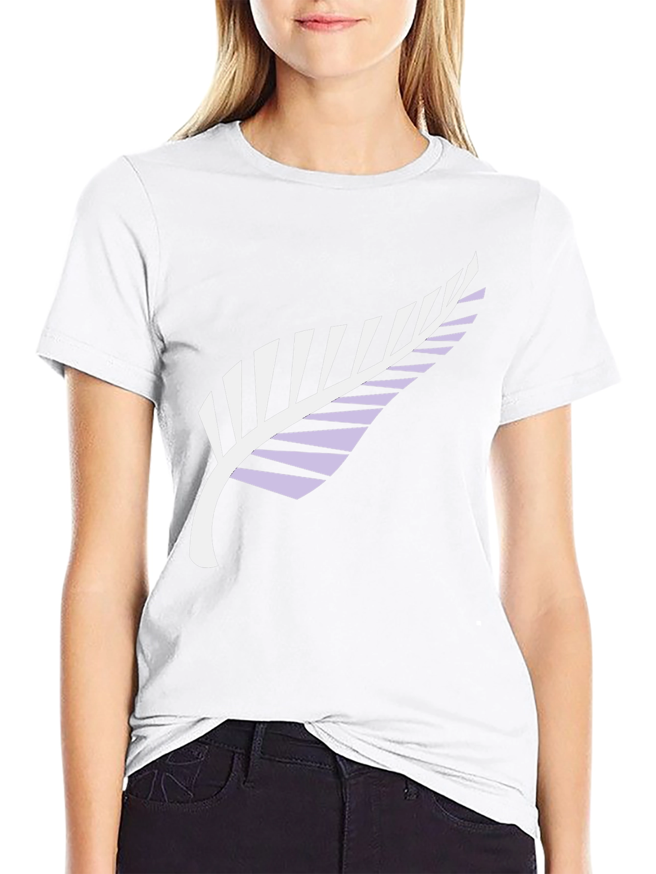 Black Tee with Silver Fern Print