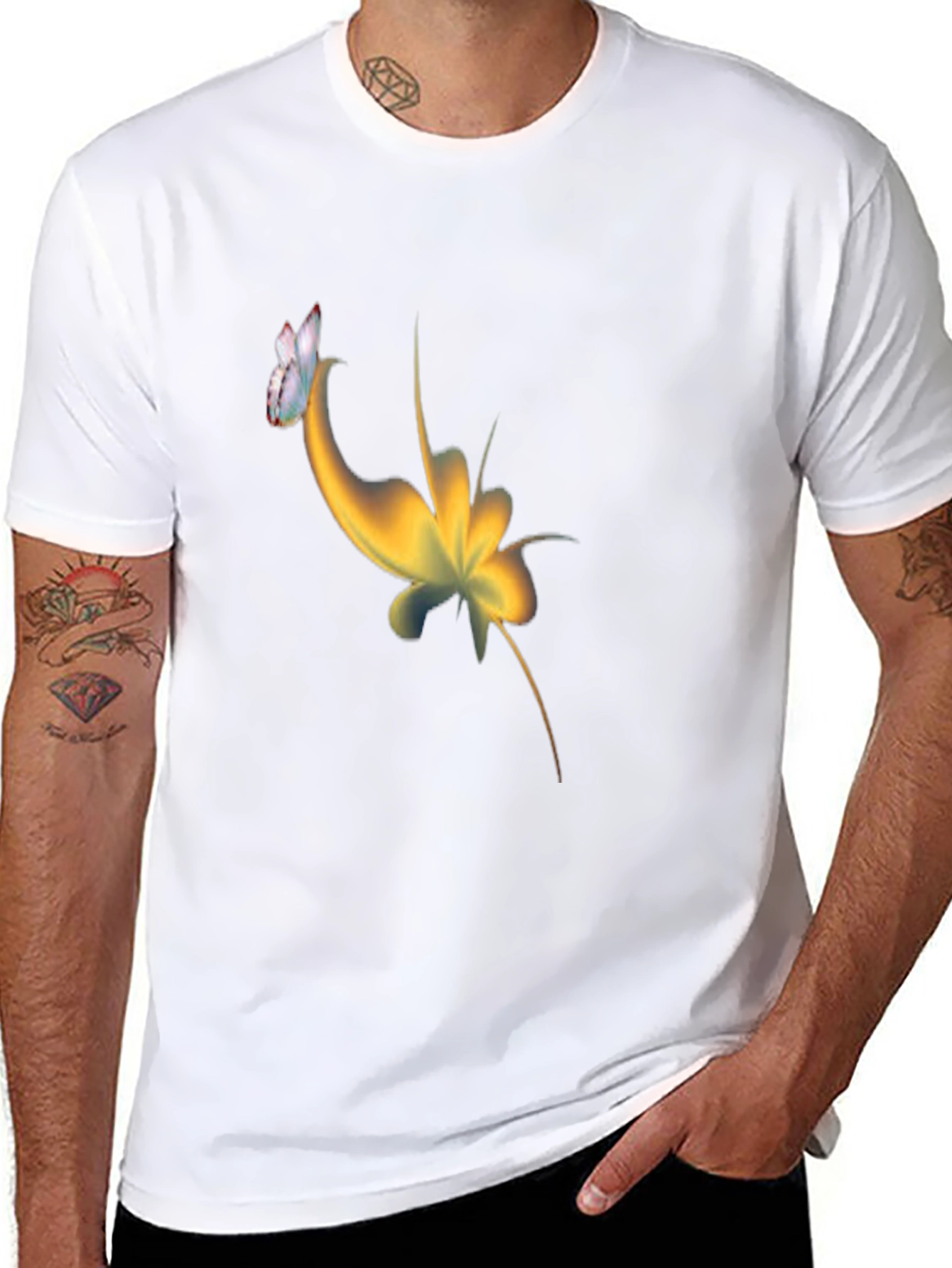 Abstract Butterfly Graphic Black T-Shirt