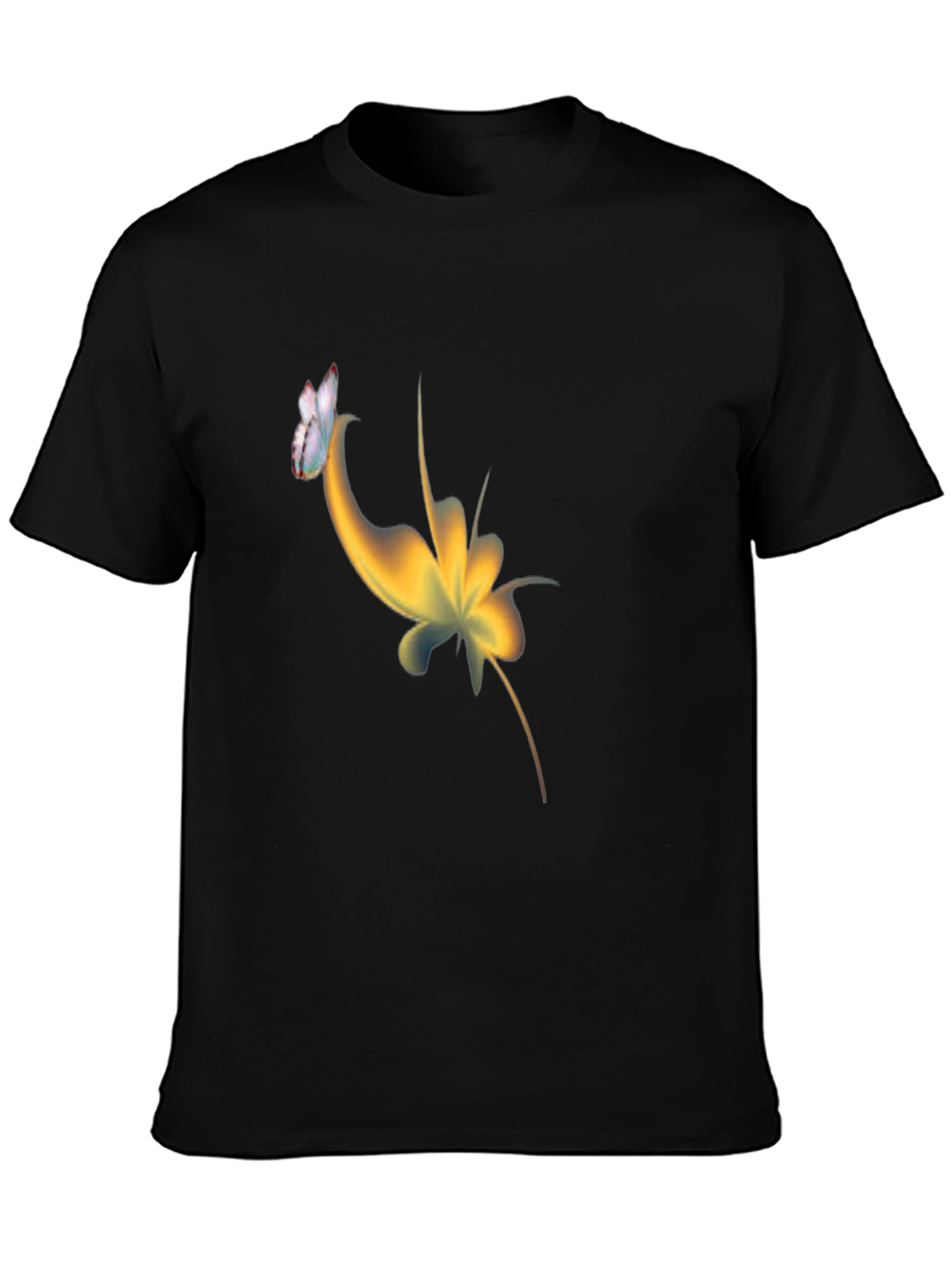 Abstract Butterfly Graphic Black T-Shirt