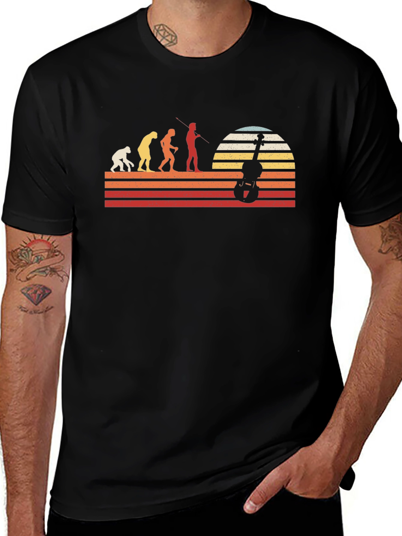 Evolution of Violinist Black T-Shirt