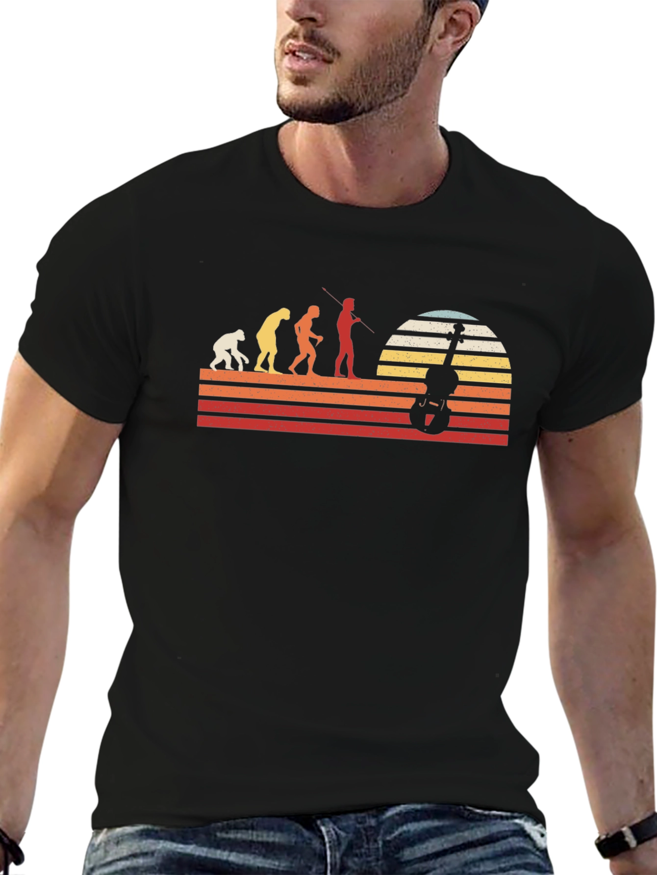 Evolution of Violinist Black T-Shirt