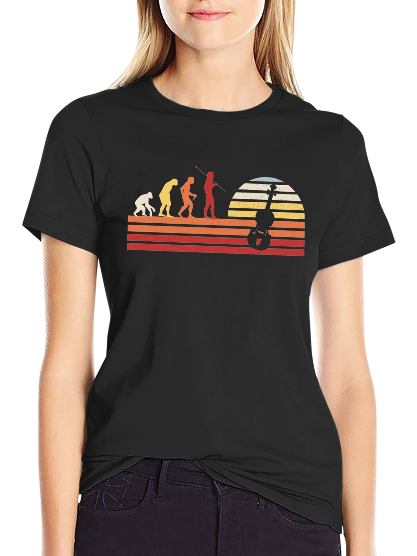 Evolution of Violinist Black T-Shirt