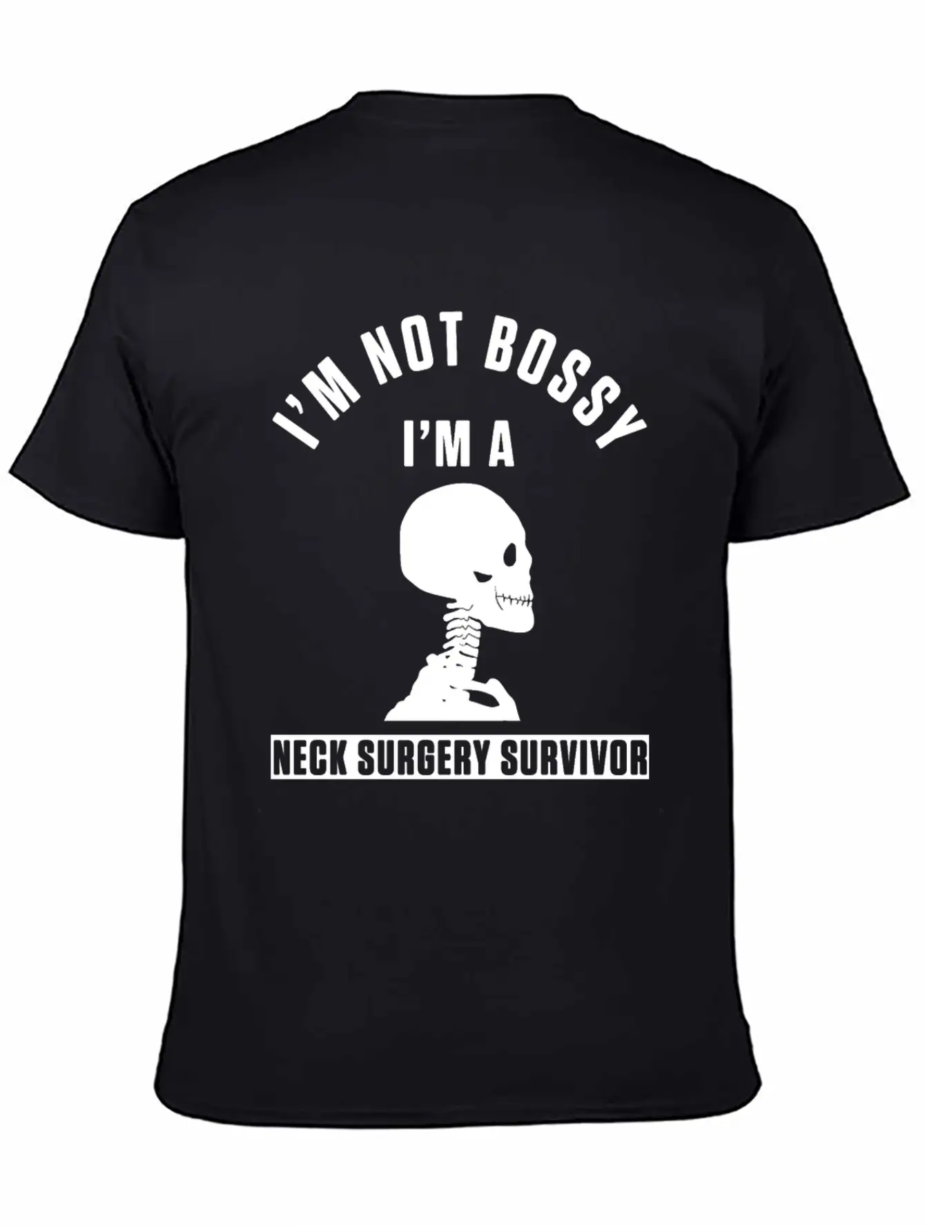 Neck Surgery Bossy Implant Survivor Recovery Stylish Everyday T-Shirt – Unisex Basic Cotton Tee