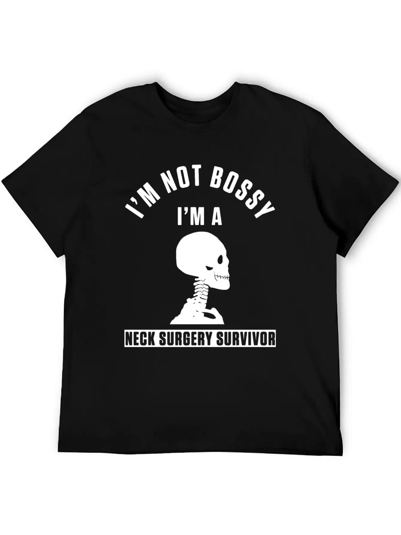 Neck Surgery Bossy Implant Survivor Recovery Stylish Everyday T-Shirt – Unisex Basic Cotton Tee