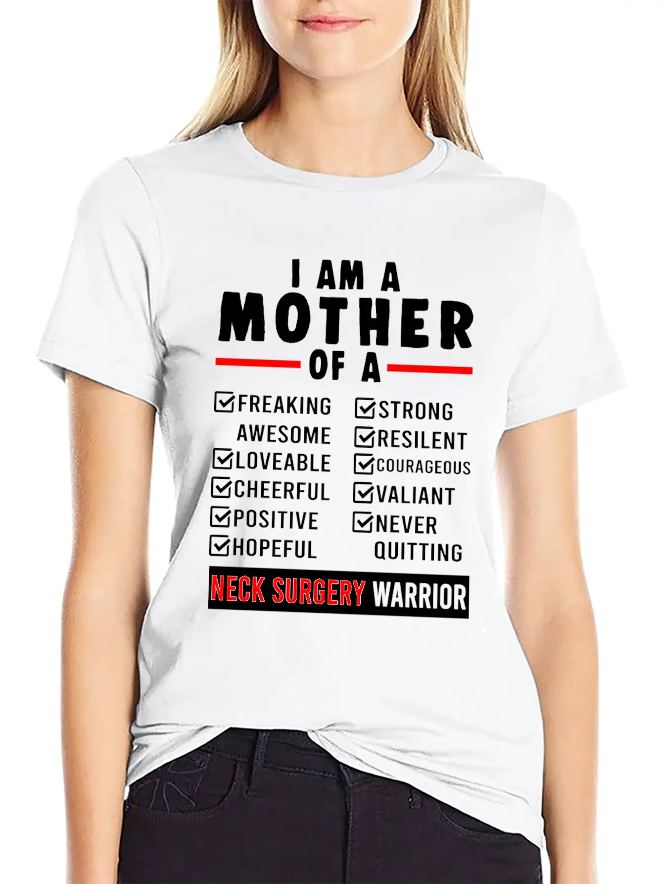 Neck Surgery Mother Implant Survivor Recovery Unisex Short Sleeve Soft Cotton T-Shirt – Casual Everyday Wear