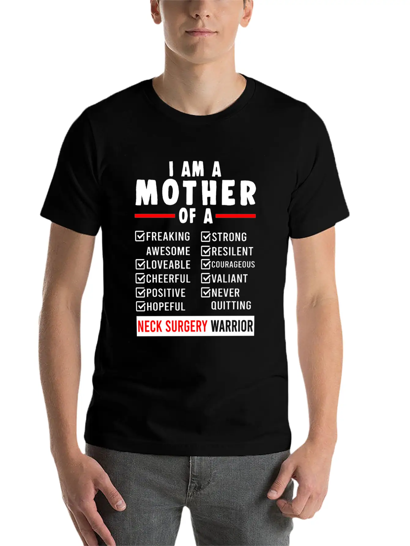 Neck Surgery Mother Implant Survivor Recovery Unisex Short Sleeve Soft Cotton T-Shirt – Casual Everyday Wear