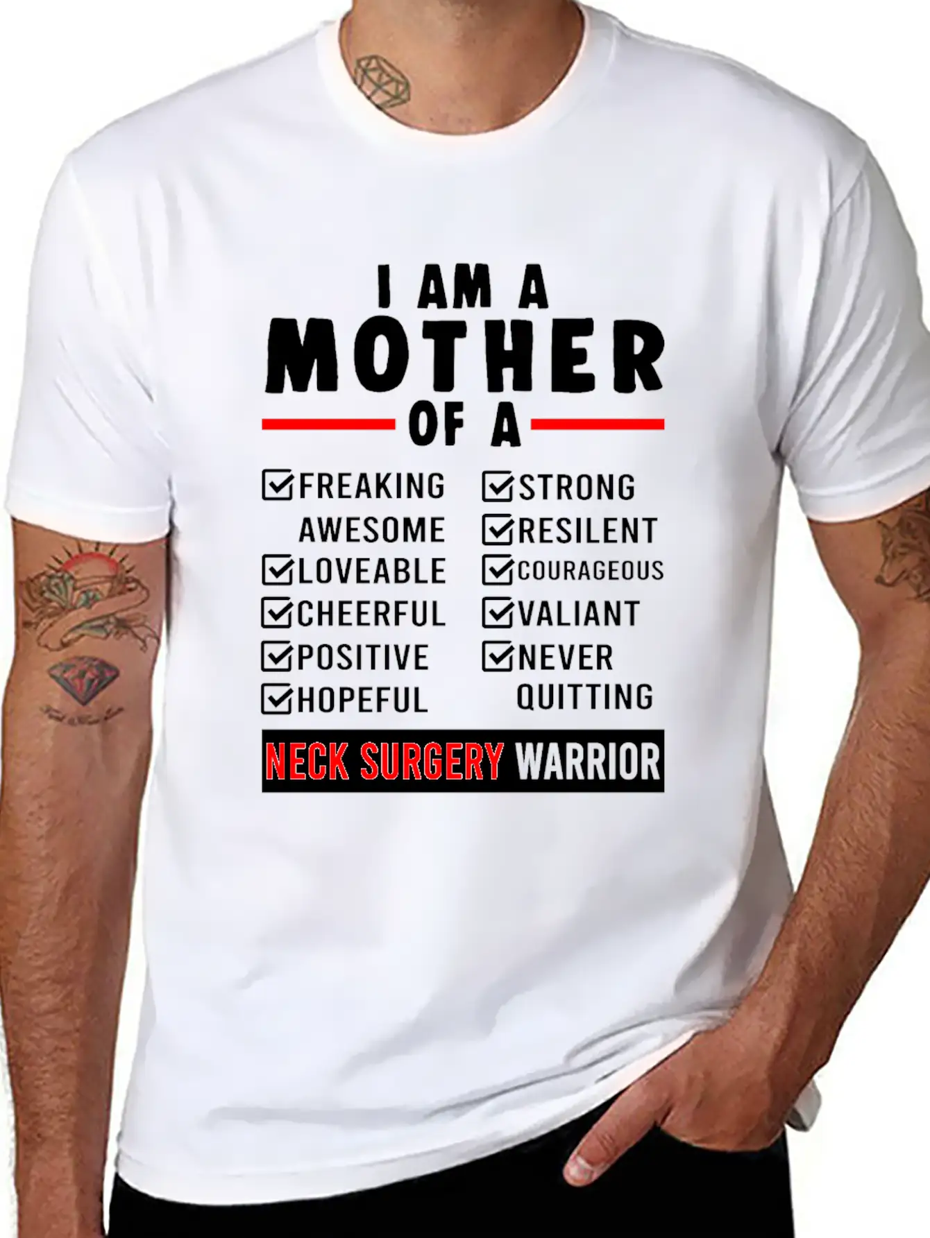 Neck Surgery Mother Implant Survivor Recovery Unisex Short Sleeve Soft Cotton T-Shirt – Casual Everyday Wear