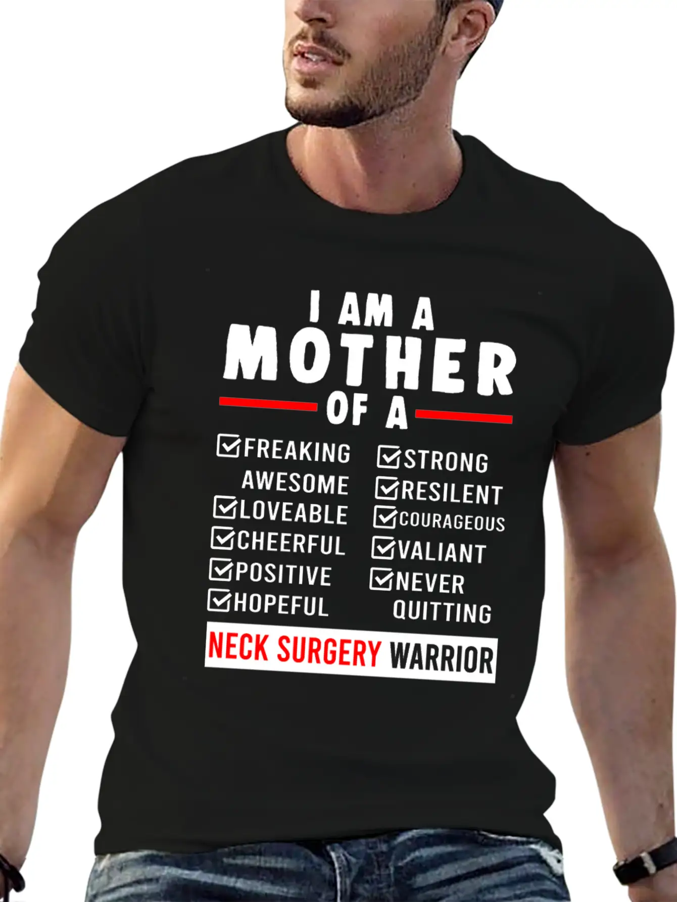 Neck Surgery Mother Implant Survivor Recovery Unisex Short Sleeve Soft Cotton T-Shirt – Casual Everyday Wear