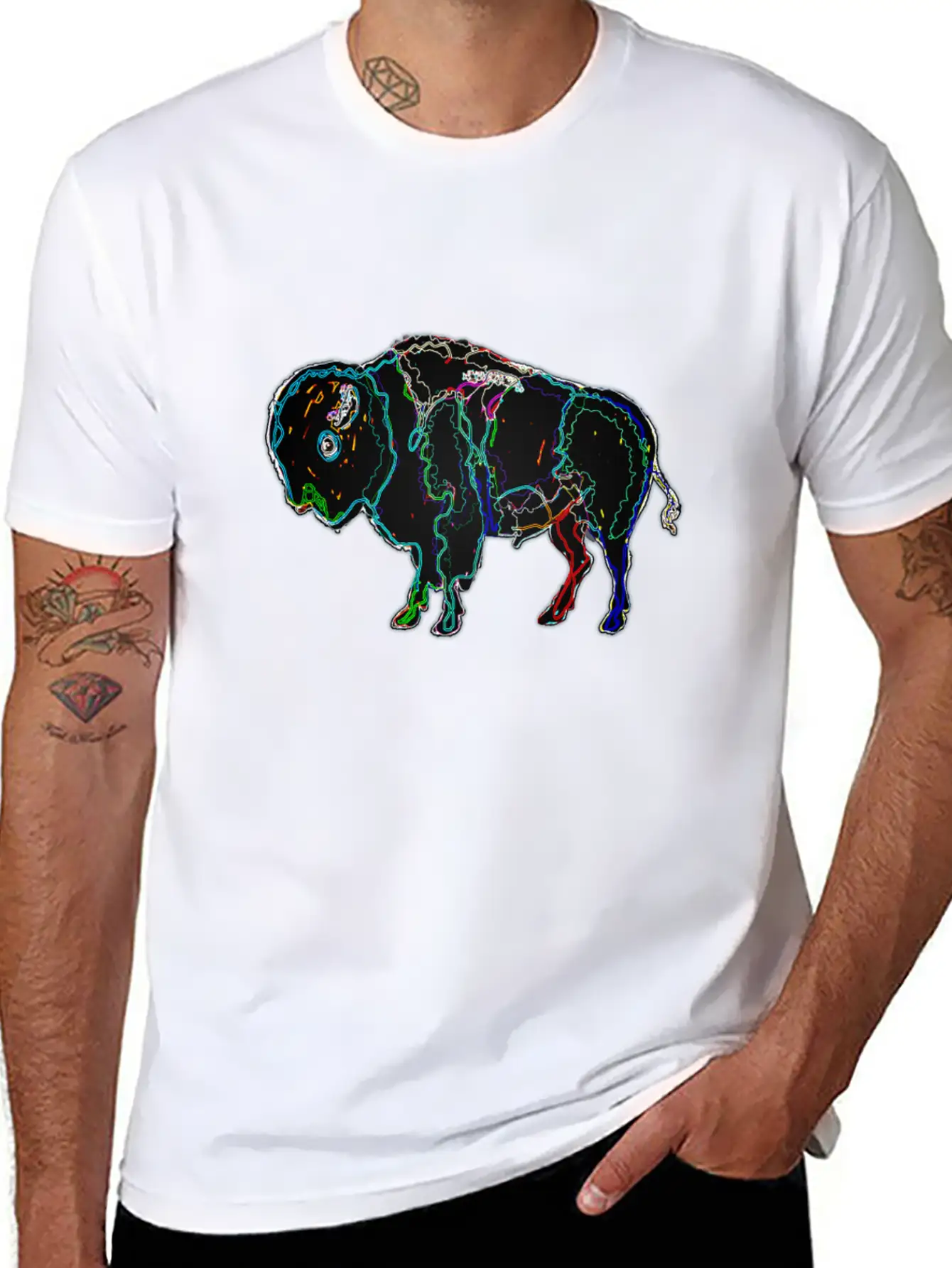 Neon Bison Stylish Everyday T-Shirt – Unisex Basic Cotton Tee