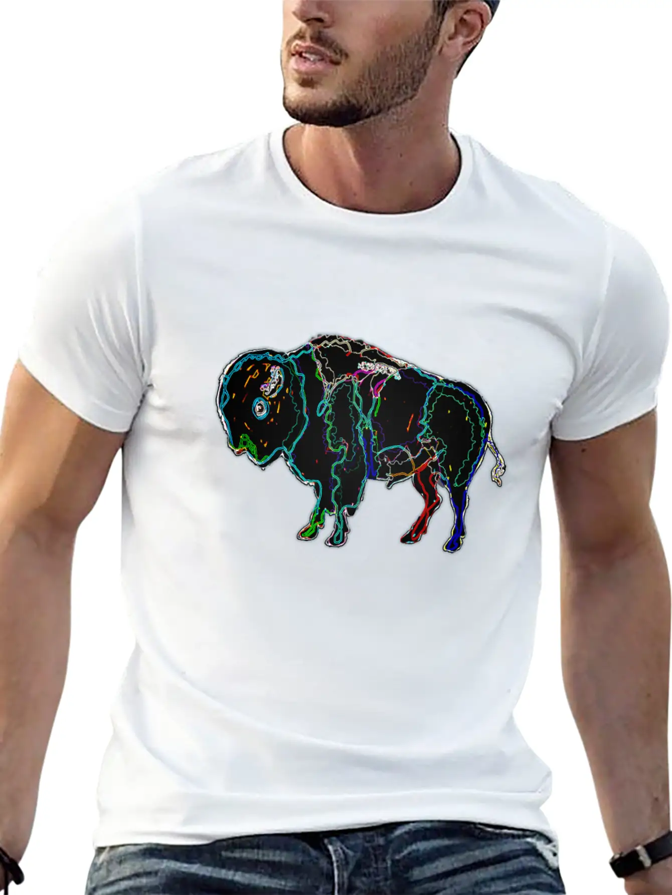 Neon Bison Stylish Everyday T-Shirt – Unisex Basic Cotton Tee