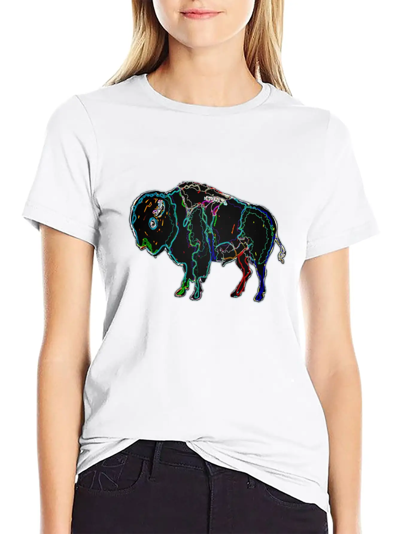 Neon Bison Stylish Everyday T-Shirt – Unisex Basic Cotton Tee