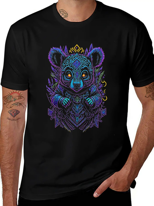 Neon Colorful Cute Bear Ornament Essential Unisex Summer Tee – Soft Cotton Casual Fit