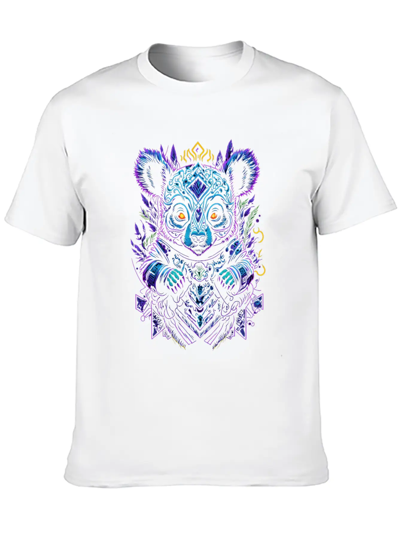 Neon Colorful Cute Bear Ornament Essential Unisex Summer Tee – Soft Cotton Casual Fit
