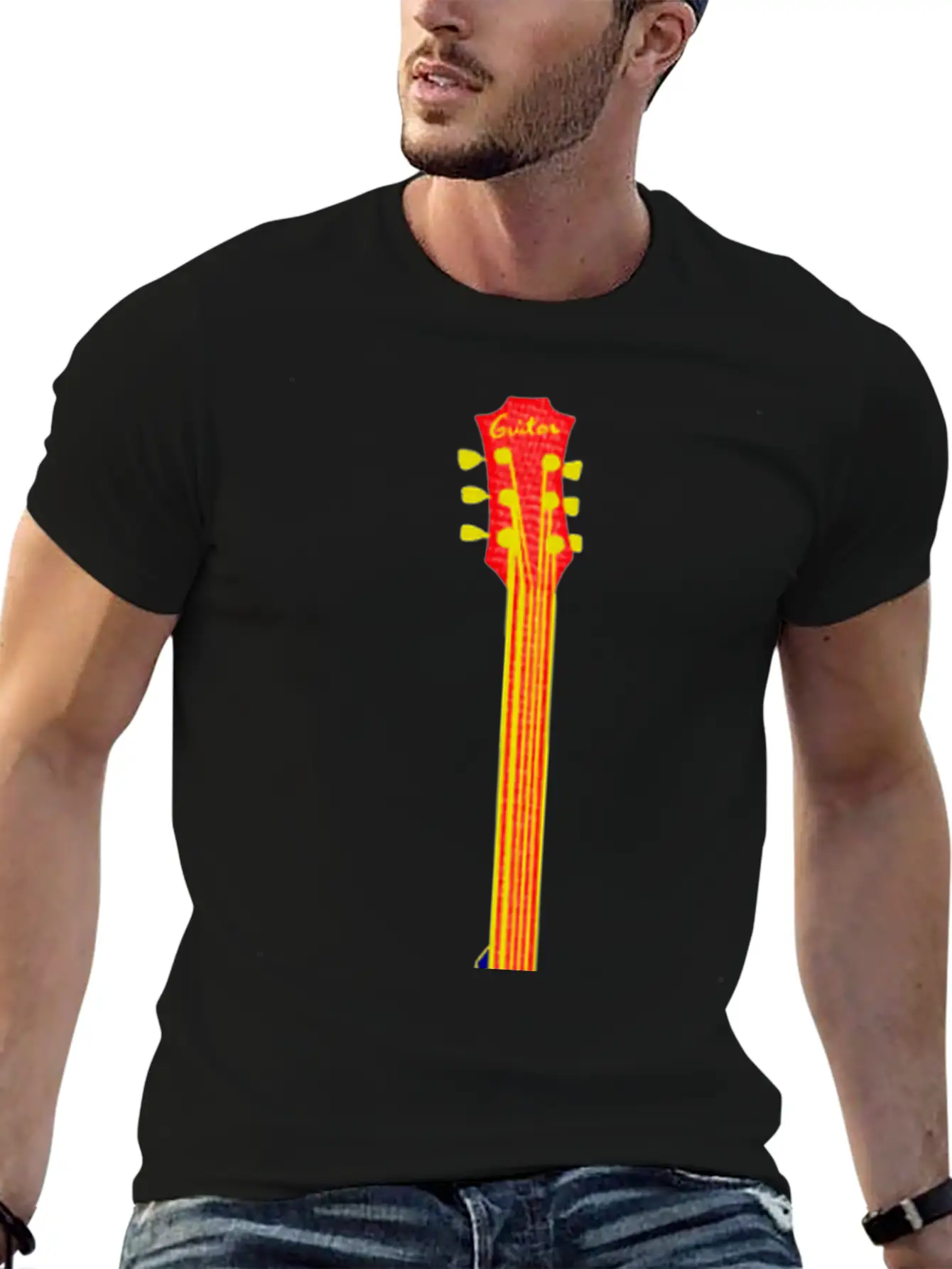Neon Guitar Guiter Player Timeless Short Sleeve Tee – Comfy And Minimalist Design